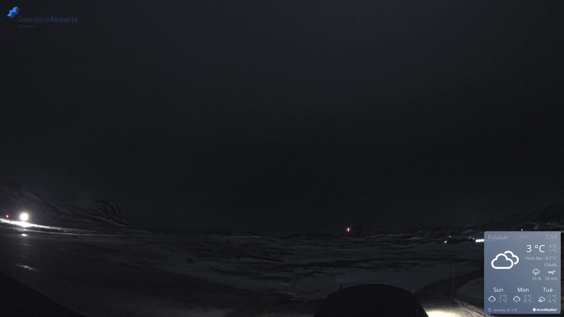 Kulusuk Airport West Towards Live Cam KUS / BGKK- Kulusuk, Sermersooq, Greenland, Denmark