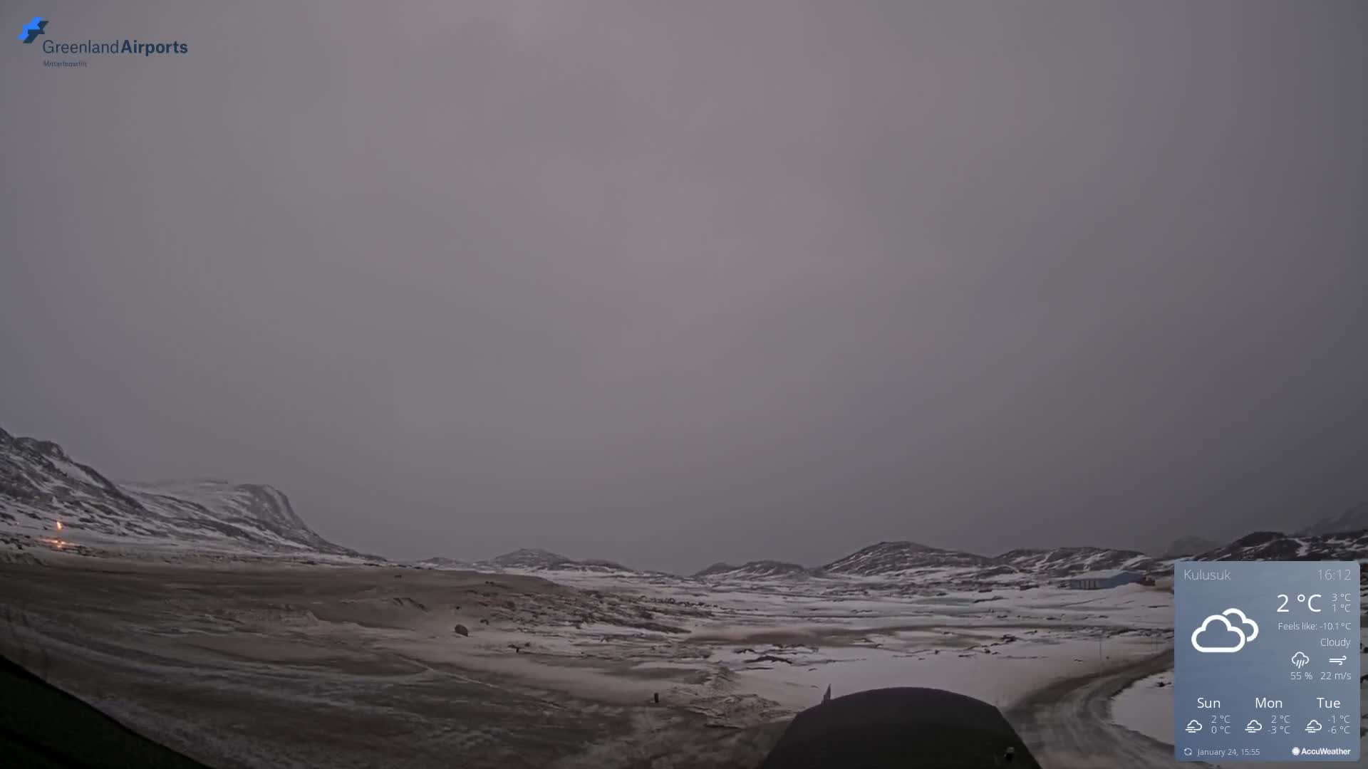 Kulusuk Airport West Towards Live Cam KUS / BGKK- Kulusuk, Sermersooq, Greenland, Denmark