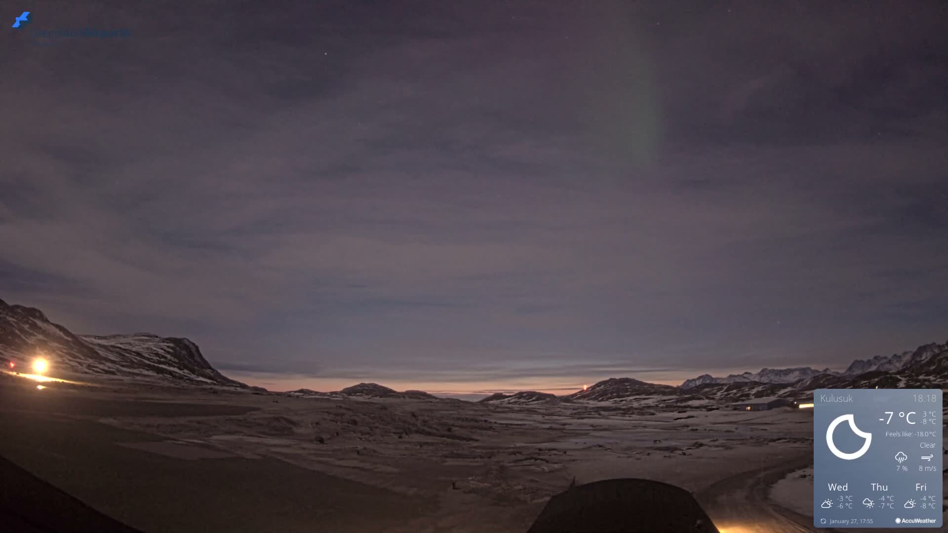 Kulusuk Airport West Towards Live Cam KUS / BGKK- Kulusuk, Sermersooq, Greenland, Denmark