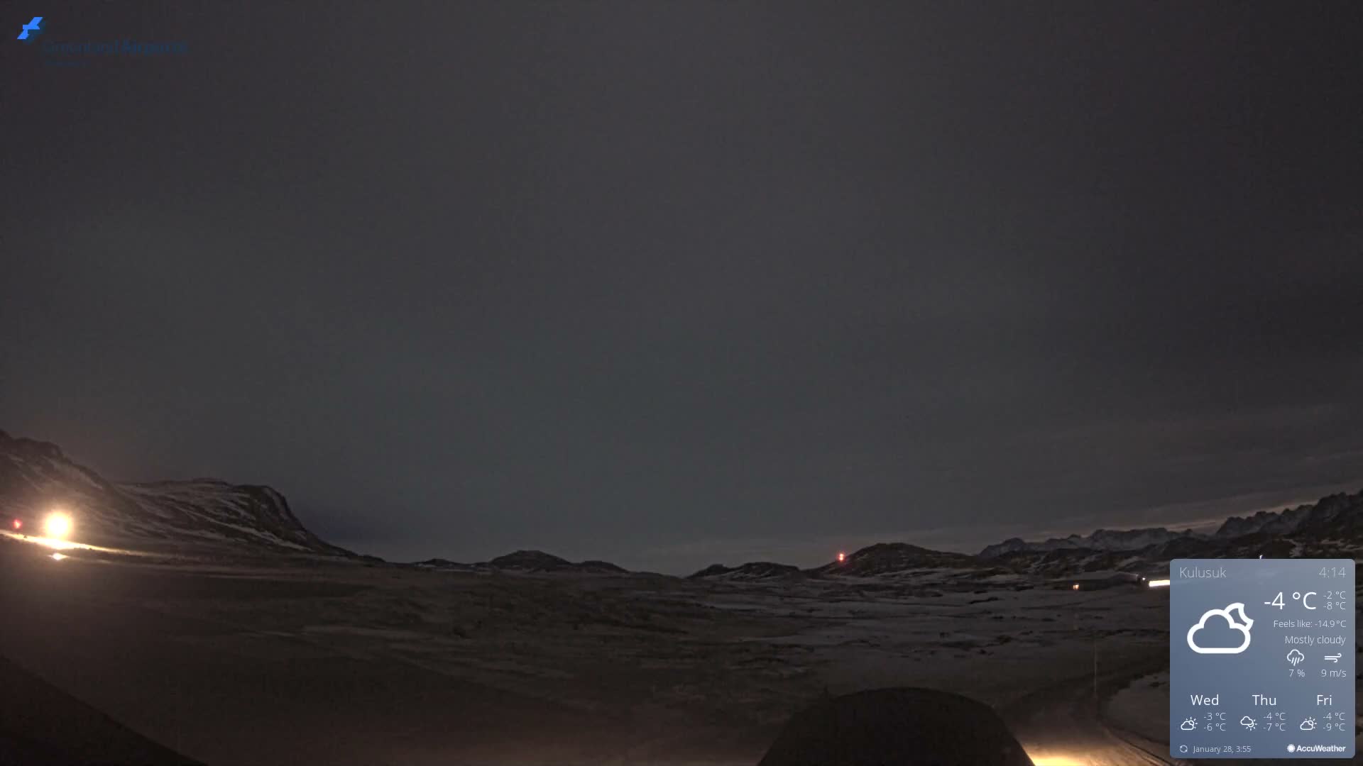 Kulusuk Airport West Towards Live Cam KUS / BGKK- Kulusuk, Sermersooq, Greenland, Denmark