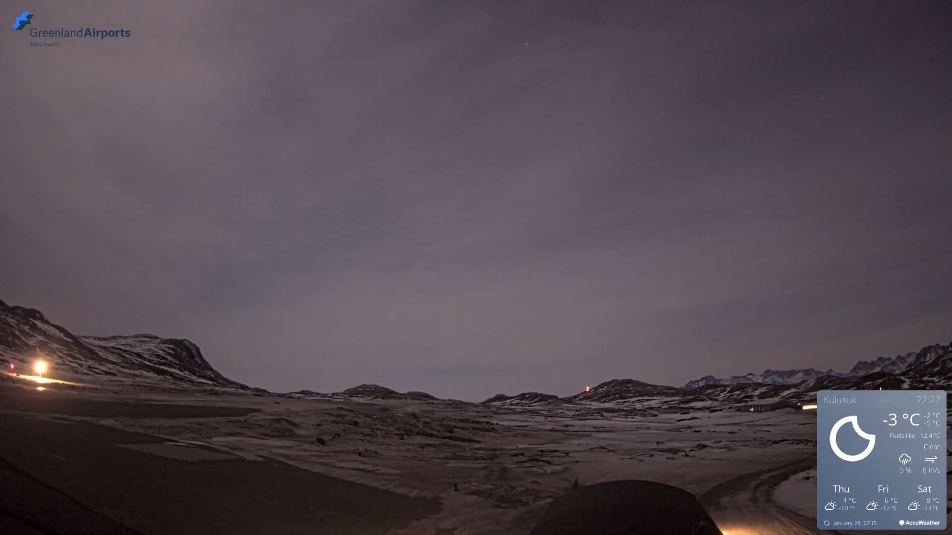 Kulusuk Airport West Towards Live Cam KUS / BGKK- Kulusuk, Sermersooq, Greenland, Denmark