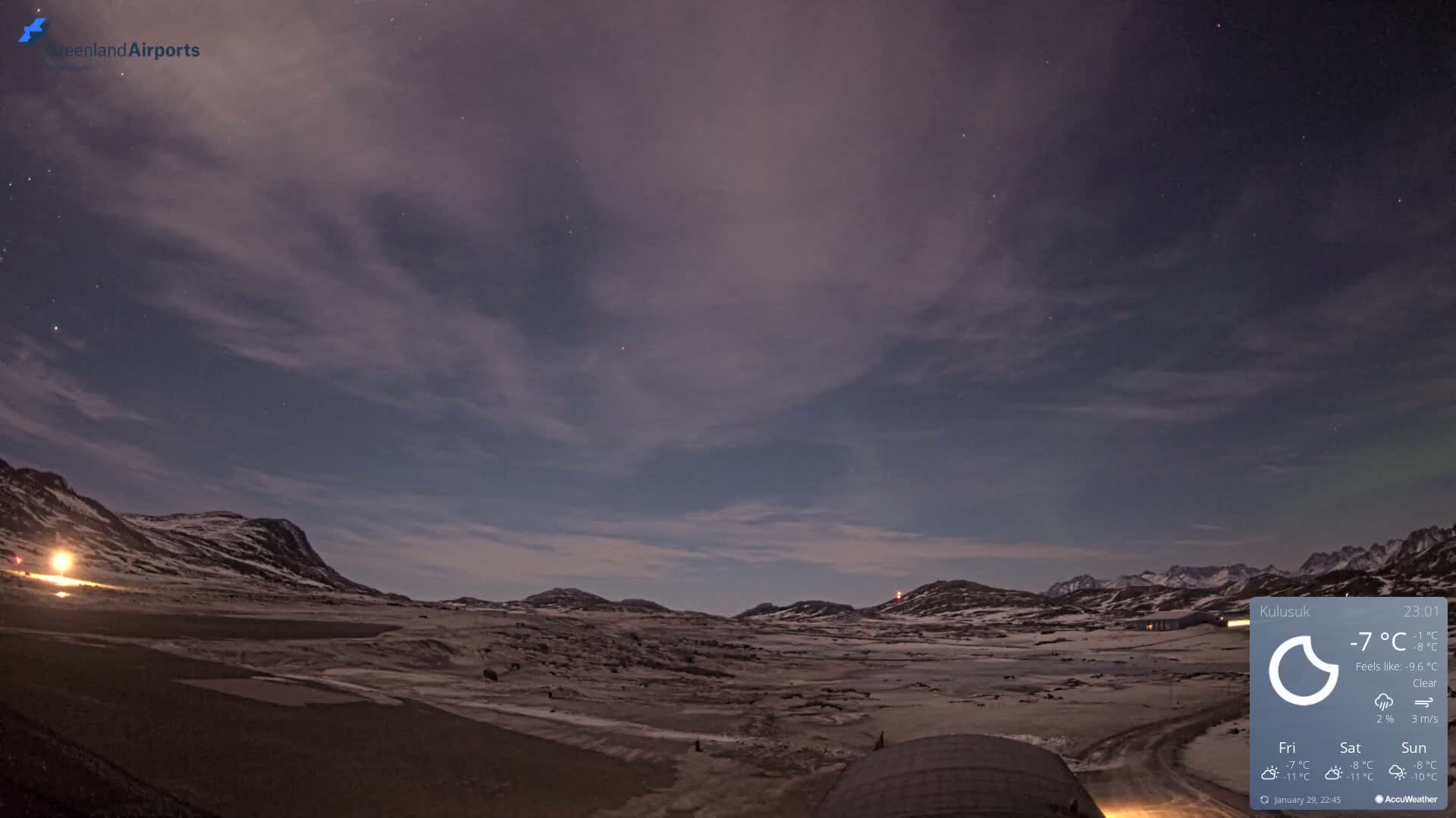 Kulusuk Airport West Towards Live Cam KUS / BGKK- Kulusuk, Sermersooq, Greenland, Denmark