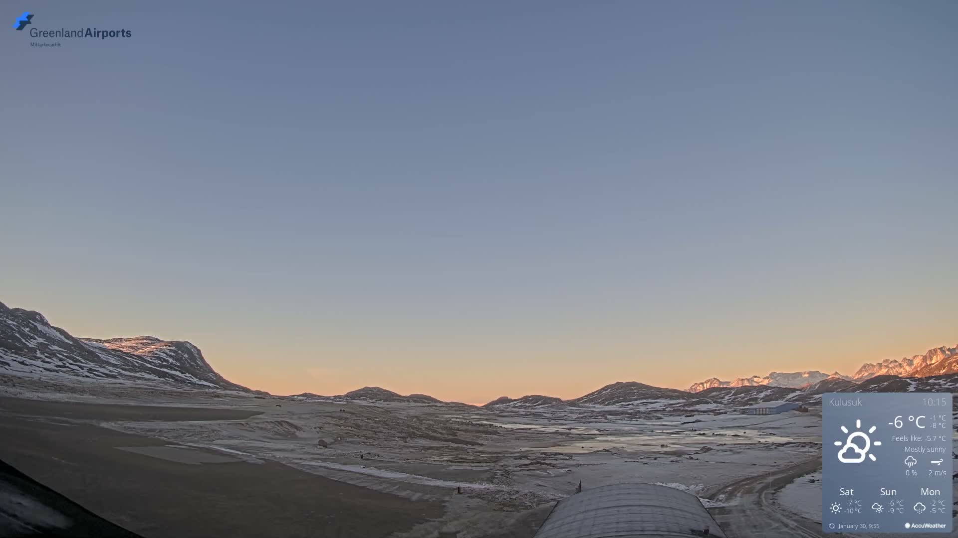 Kulusuk Airport West Towards Live Cam KUS / BGKK- Kulusuk, Sermersooq, Greenland, Denmark