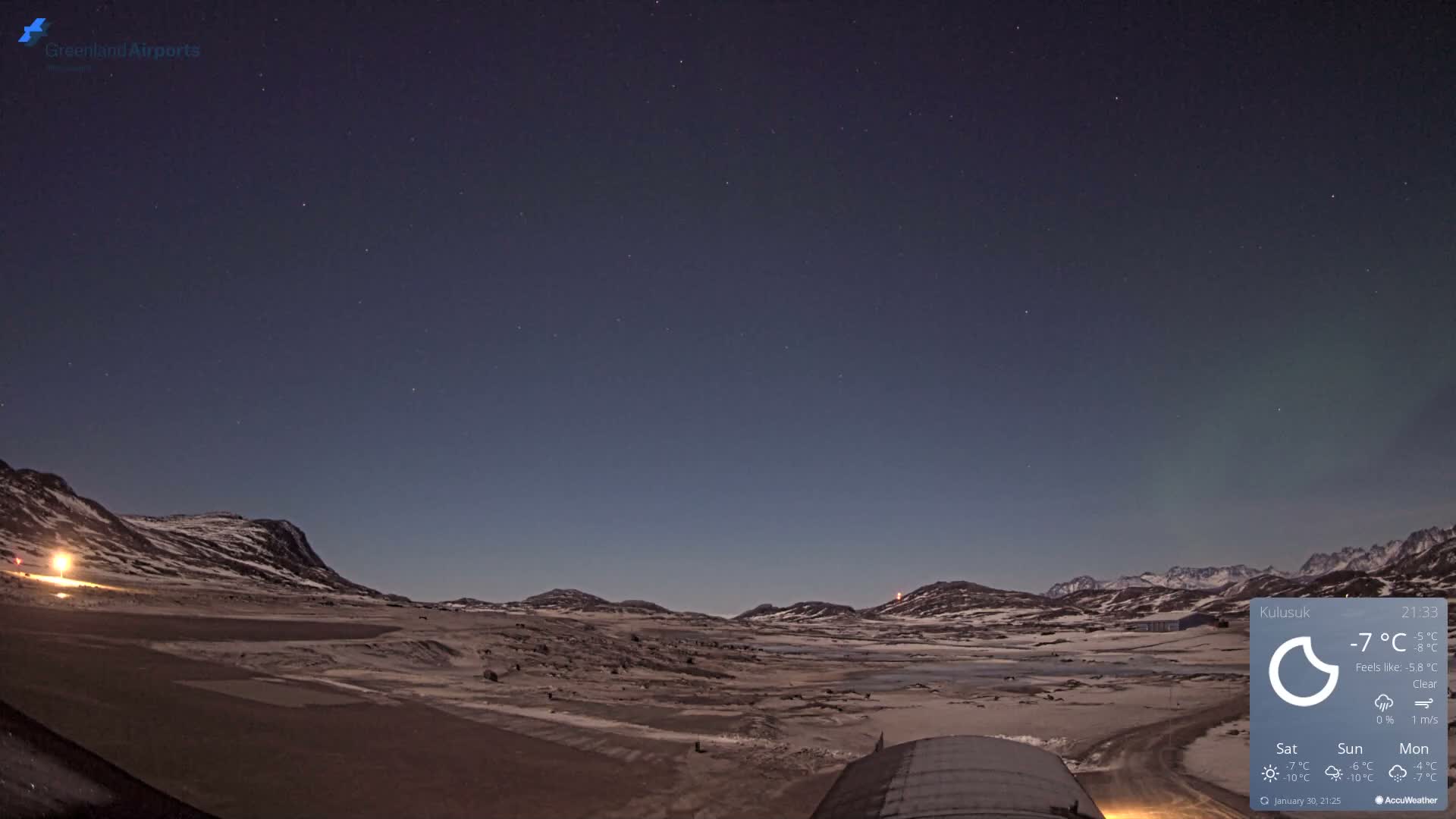 Kulusuk Airport West Towards Live Cam KUS / BGKK- Kulusuk, Sermersooq, Greenland, Denmark