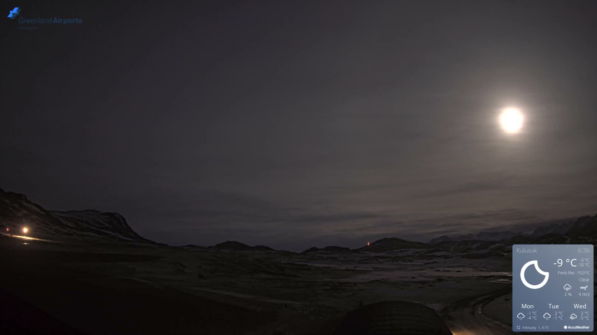 Kulusuk Airport West Towards Live Cam KUS / BGKK- Kulusuk, Sermersooq, Greenland, Denmark