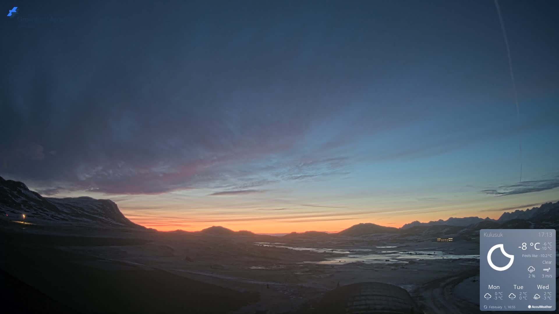 Kulusuk Airport West Towards Live Cam KUS / BGKK- Kulusuk, Sermersooq, Greenland, Denmark