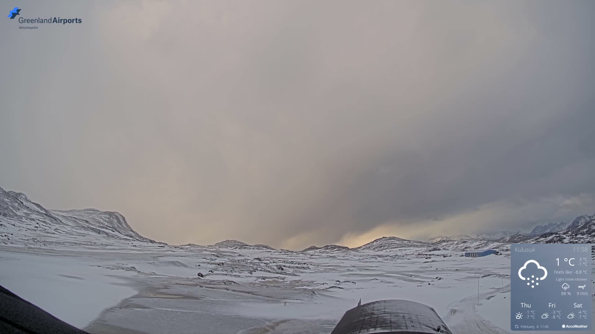 Kulusuk Airport West Towards Live Cam KUS / BGKK- Kulusuk, Sermersooq, Greenland, Denmark