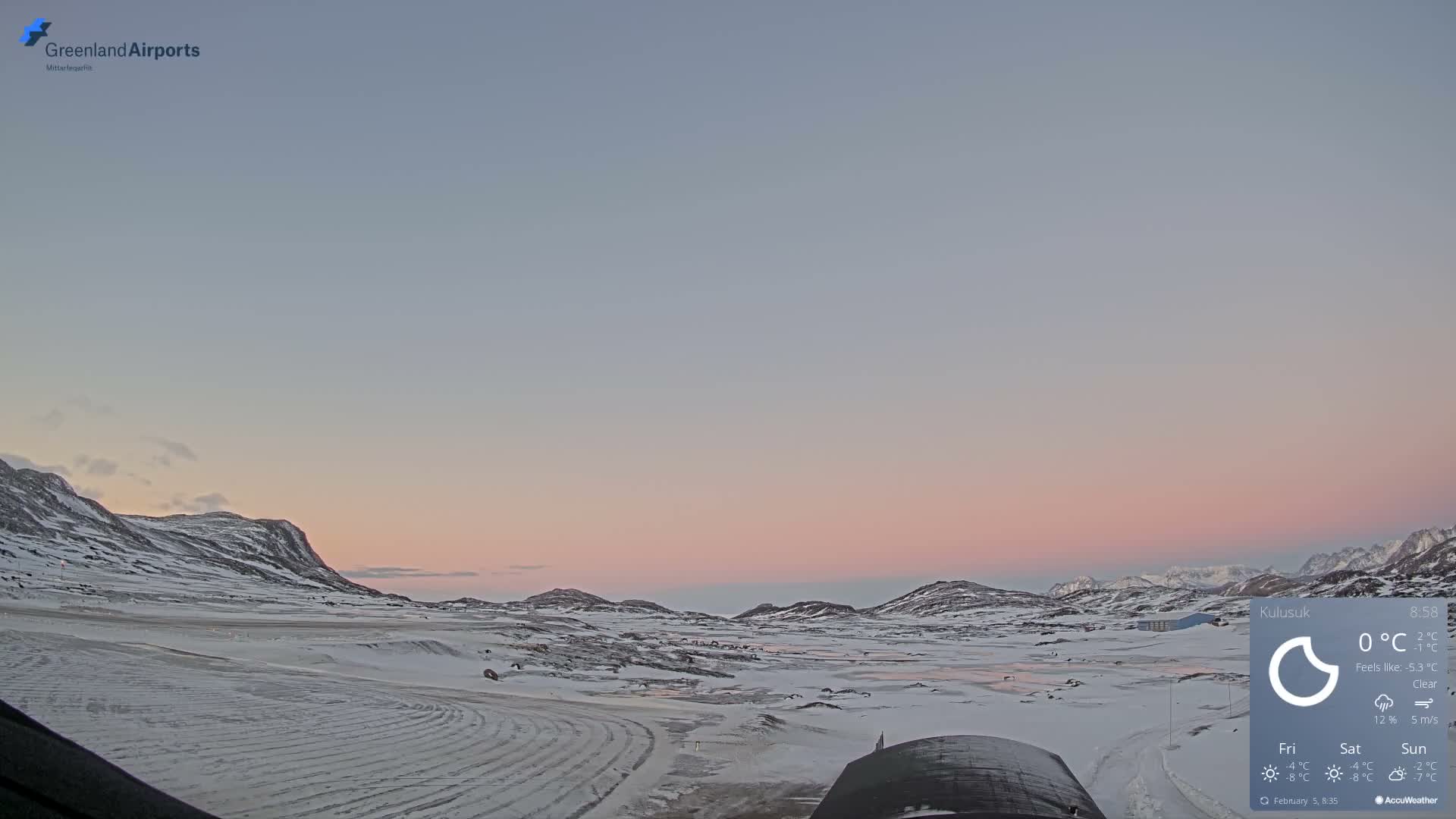 Kulusuk Airport West Towards Live Cam KUS / BGKK- Kulusuk, Sermersooq, Greenland, Denmark