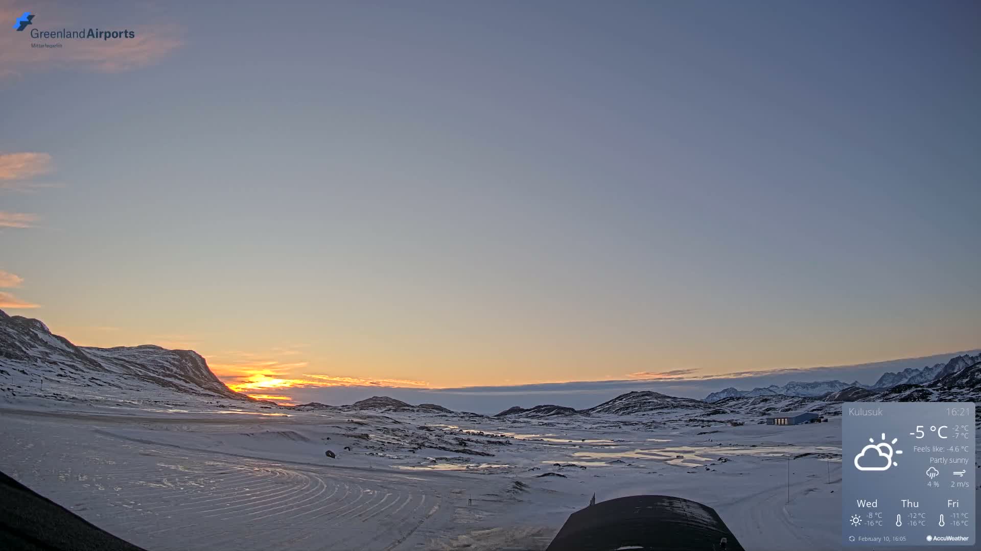 Kulusuk Airport West Towards Live Cam KUS / BGKK- Kulusuk, Sermersooq, Greenland, Denmark