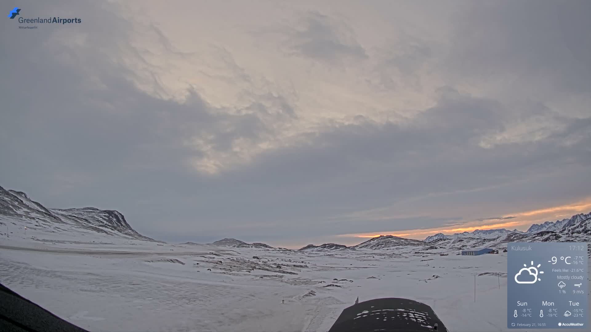 Kulusuk Airport West Towards Live Cam KUS / BGKK- Kulusuk, Sermersooq, Greenland, Denmark