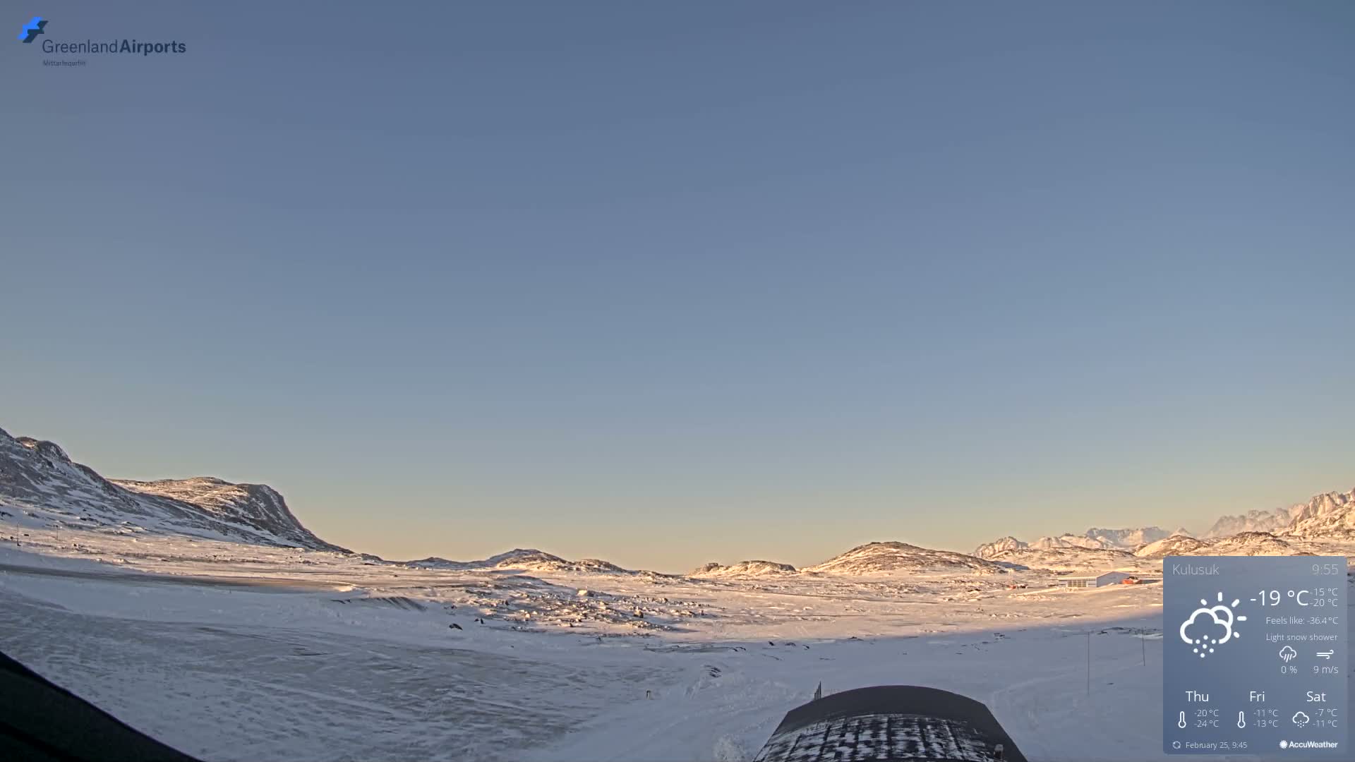 Kulusuk Airport West Towards Live Cam KUS / BGKK- Kulusuk, Sermersooq, Greenland, Denmark
