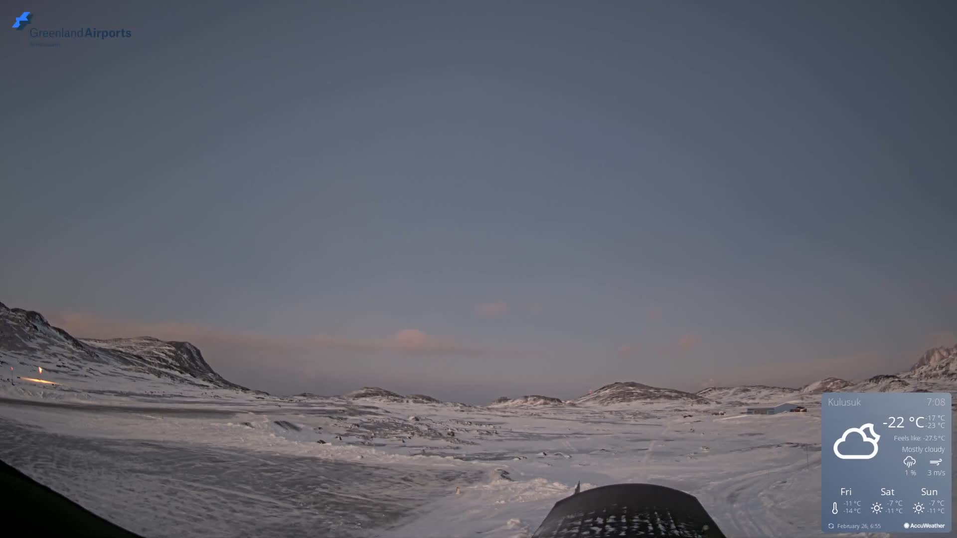 Kulusuk Airport West Towards Live Cam KUS / BGKK- Kulusuk, Sermersooq, Greenland, Denmark