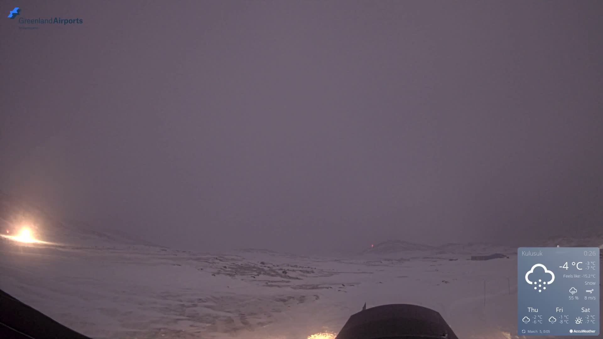 Kulusuk Airport West Towards Live Cam KUS / BGKK- Kulusuk, Sermersooq, Greenland, Denmark