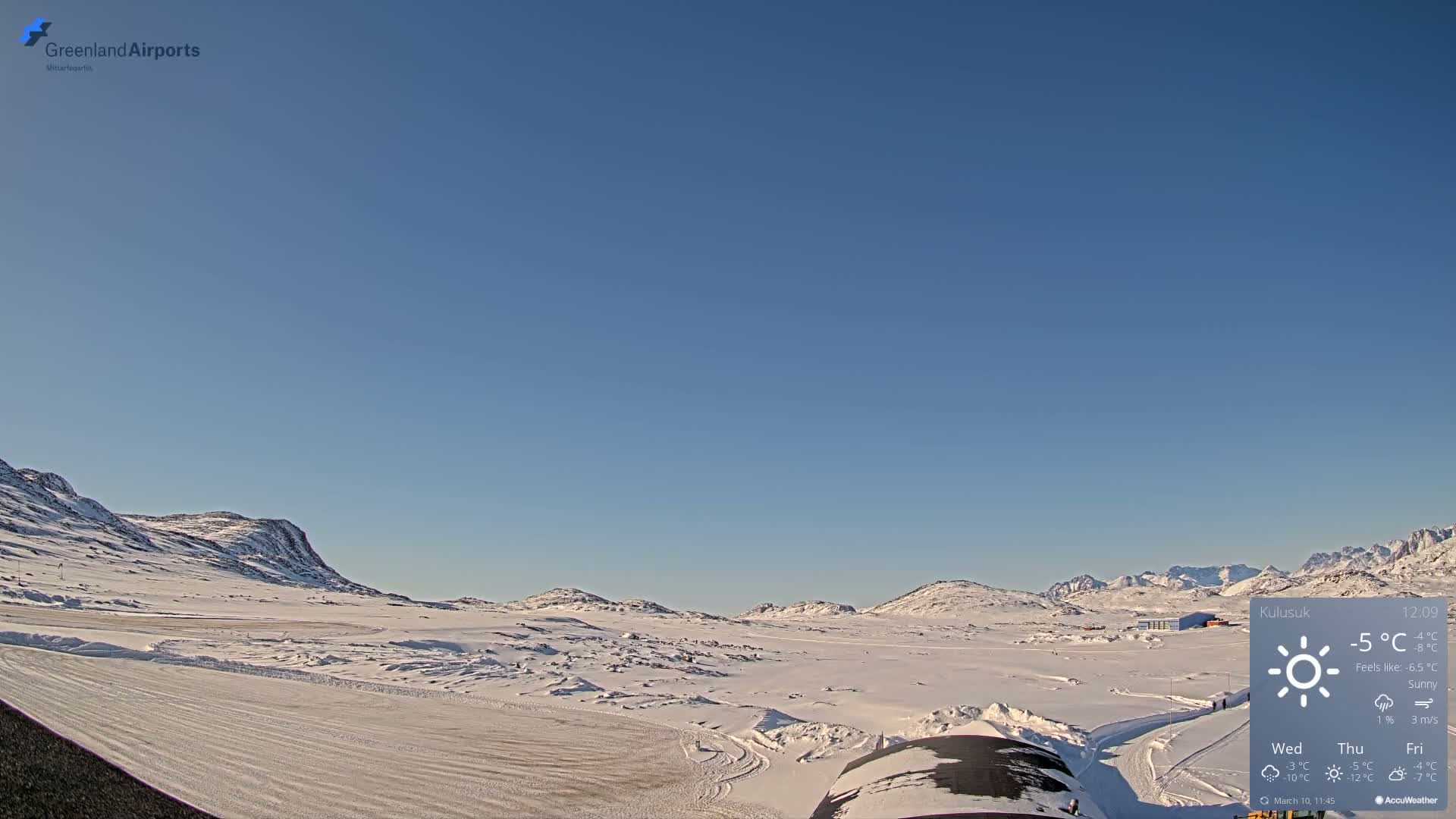 Kulusuk Airport West Towards Live Cam KUS / BGKK- Kulusuk, Sermersooq, Greenland, Denmark