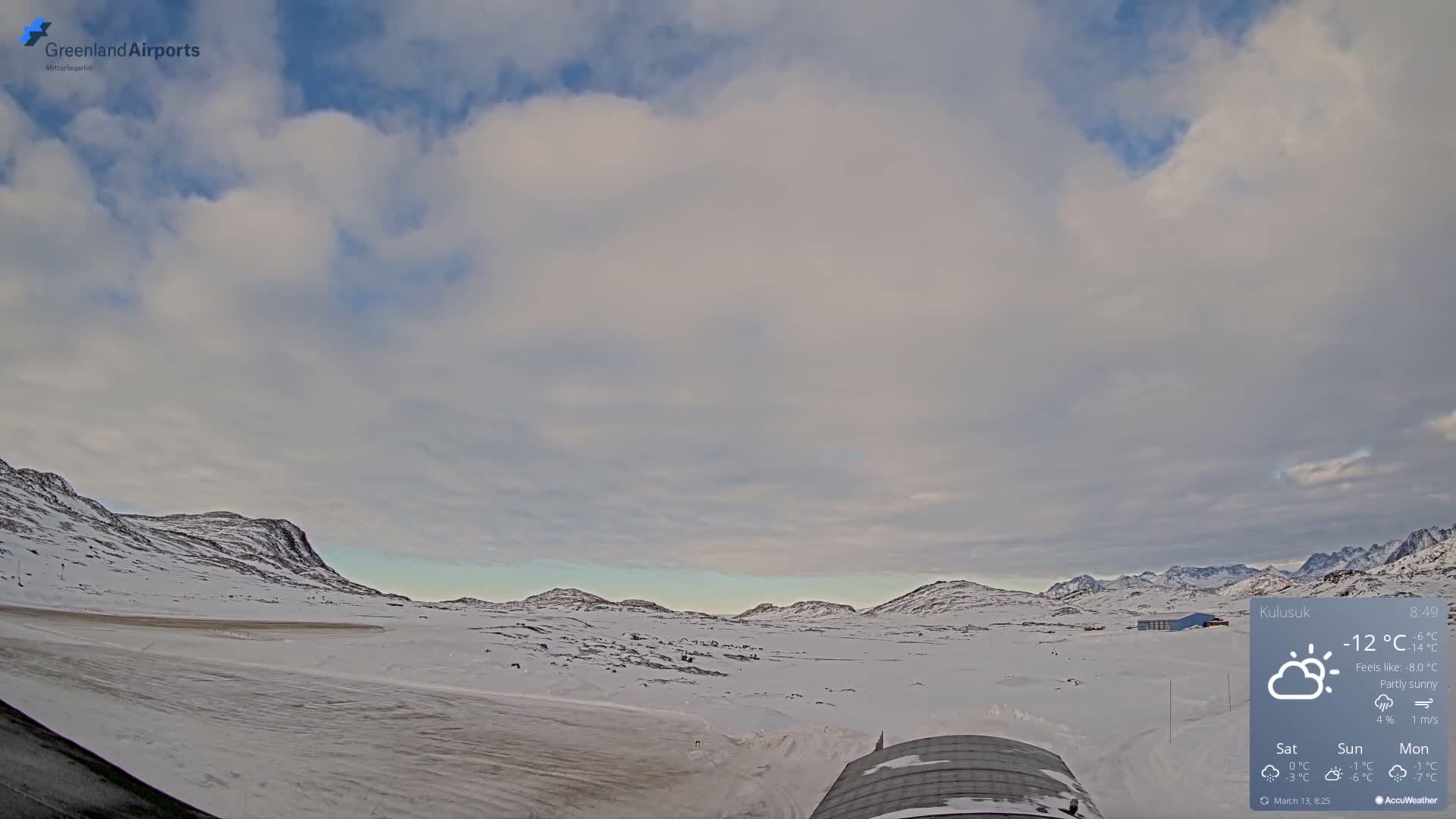 Kulusuk Airport West Towards Live Cam KUS / BGKK- Kulusuk, Sermersooq, Greenland, Denmark