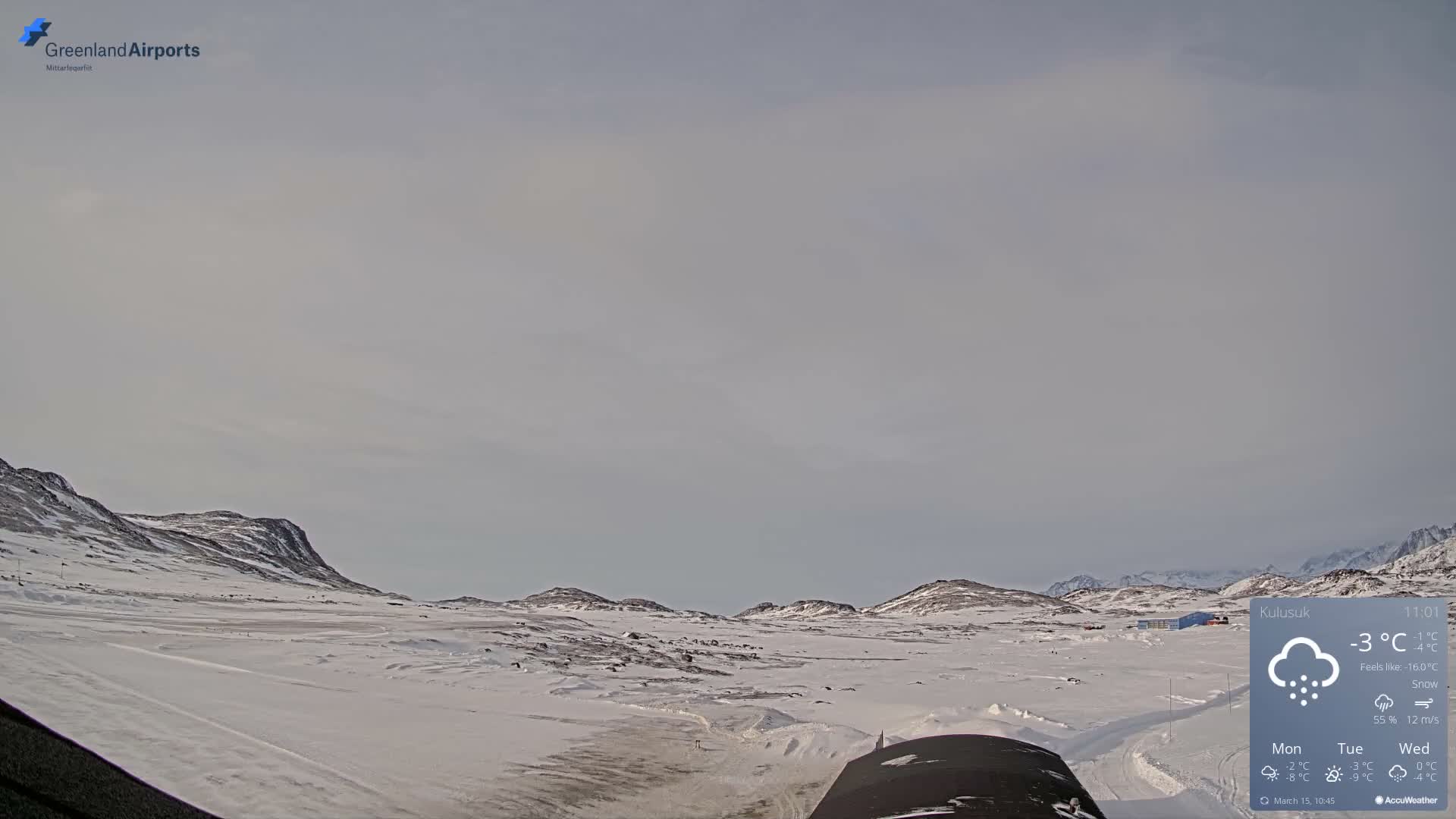 Kulusuk Airport West Towards Live Cam KUS / BGKK- Kulusuk, Sermersooq, Greenland, Denmark
