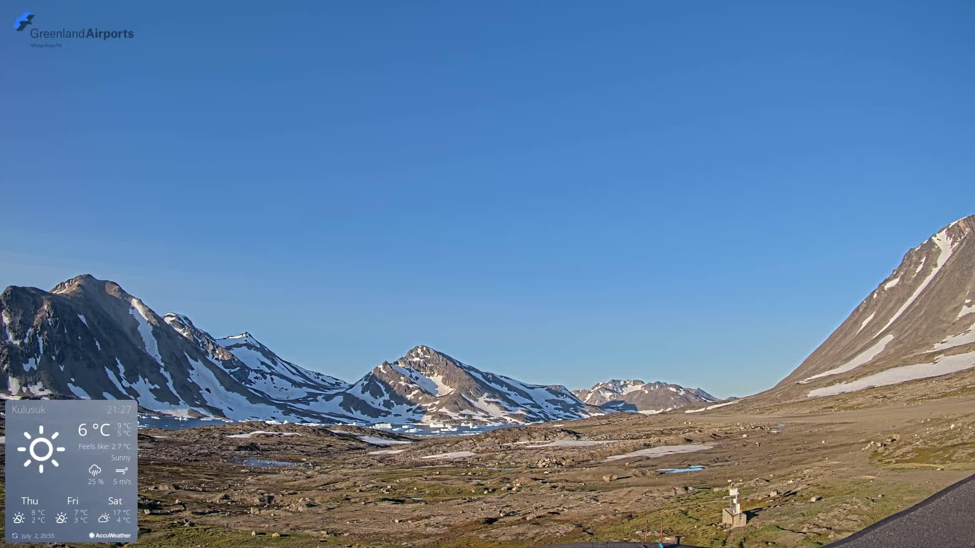 Kulusuk Airport East Towards View Live Cam  KUS / BGKK- Kulusuk, Sermersooq, Greenland, Denmark
