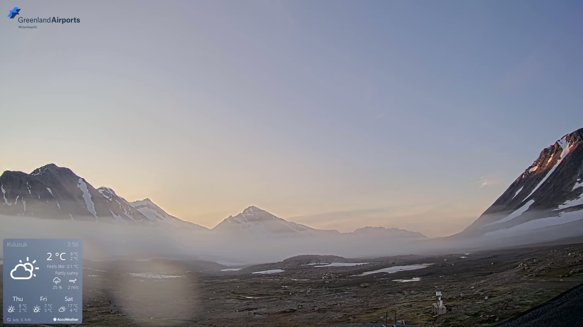 Kulusuk Airport East Towards View Live Cam  KUS / BGKK- Kulusuk, Sermersooq, Greenland, Denmark
