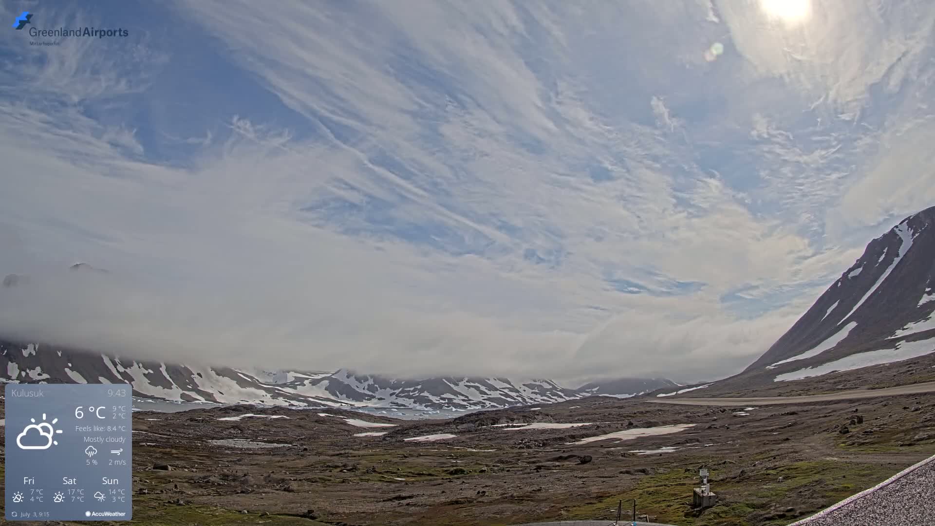 Kulusuk Airport East Towards View Live Cam  KUS / BGKK- Kulusuk, Sermersooq, Greenland, Denmark
