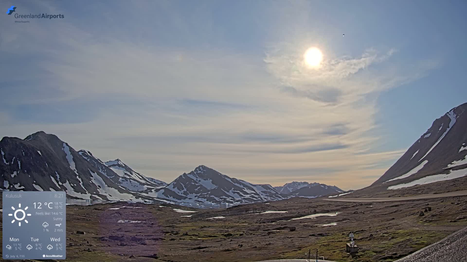 Kulusuk Airport East Towards View Live Cam  KUS / BGKK- Kulusuk, Sermersooq, Greenland, Denmark