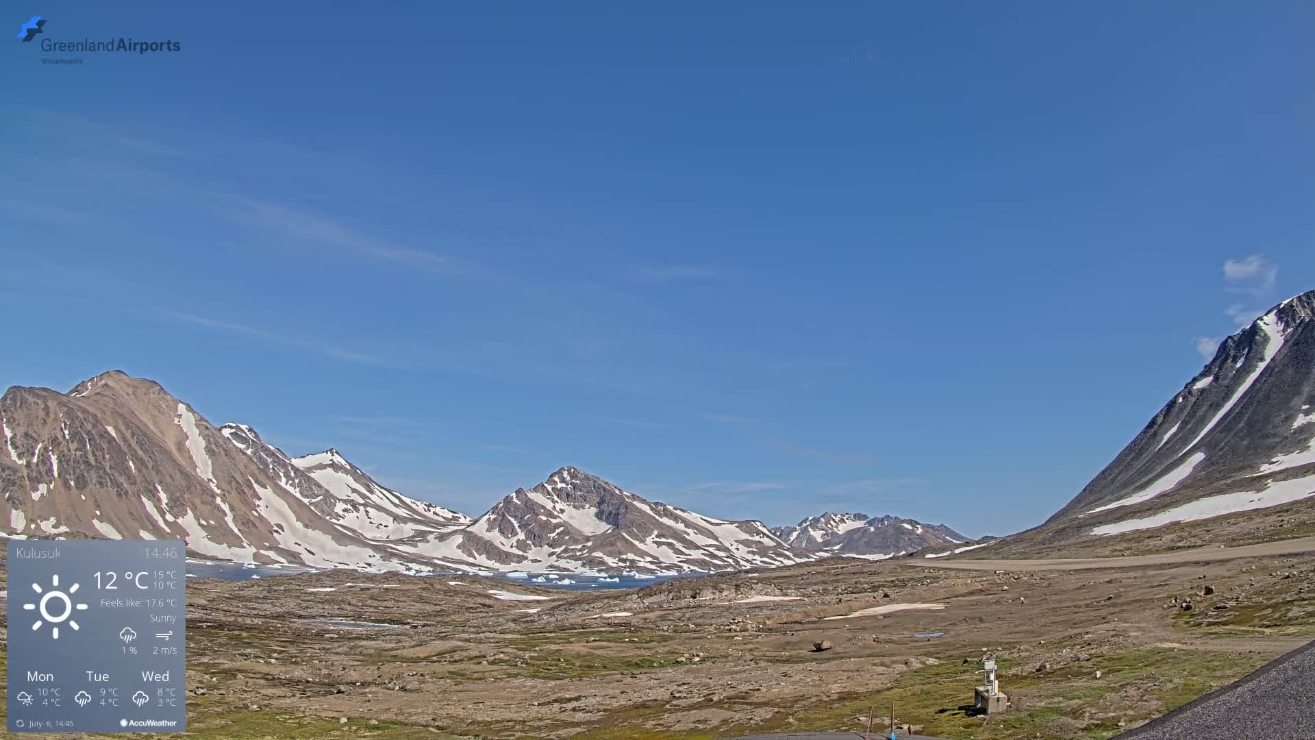 Kulusuk Airport East Towards View Live Cam  KUS / BGKK- Kulusuk, Sermersooq, Greenland, Denmark