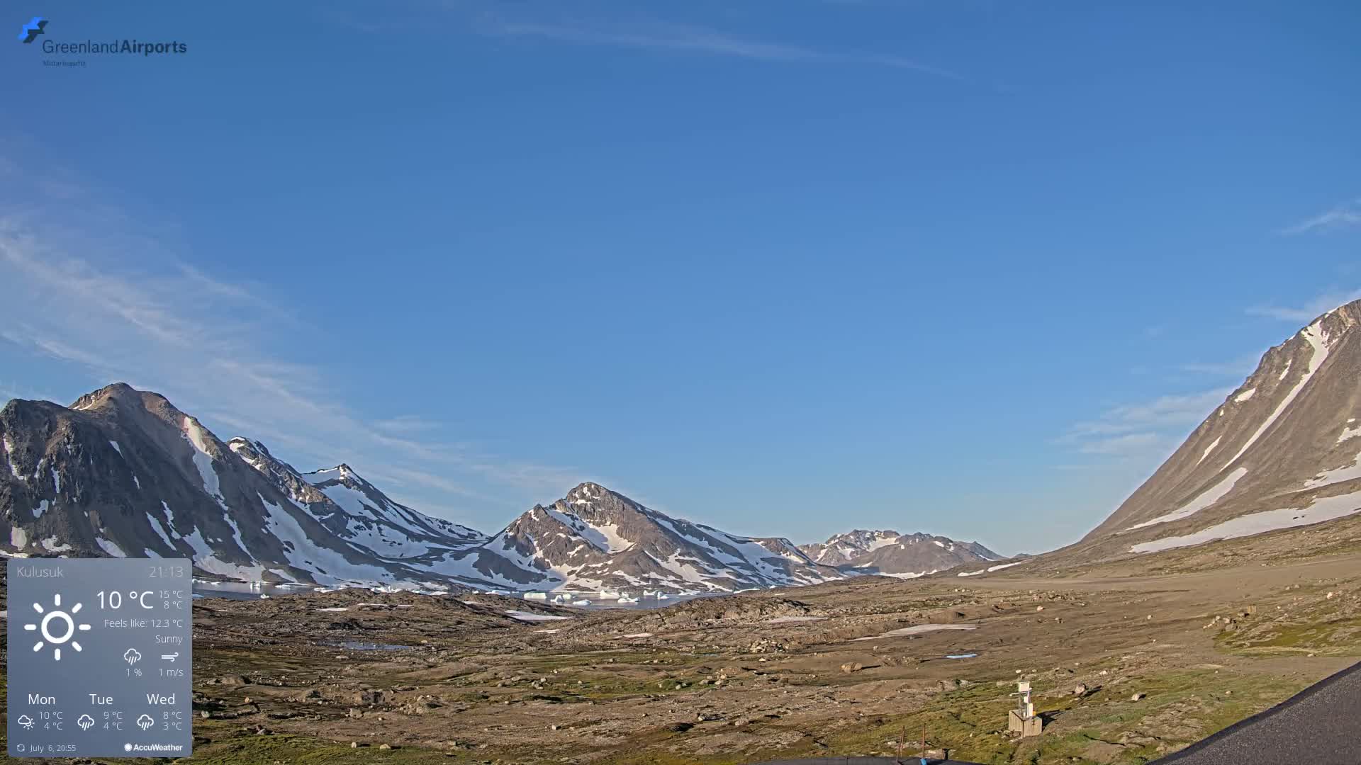 Kulusuk Airport East Towards View Live Cam  KUS / BGKK- Kulusuk, Sermersooq, Greenland, Denmark