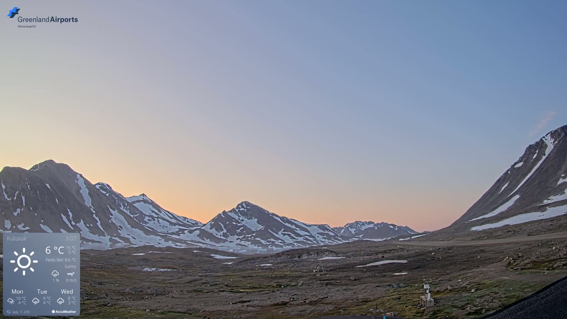 Kulusuk Airport East Towards View Live Cam  KUS / BGKK- Kulusuk, Sermersooq, Greenland, Denmark