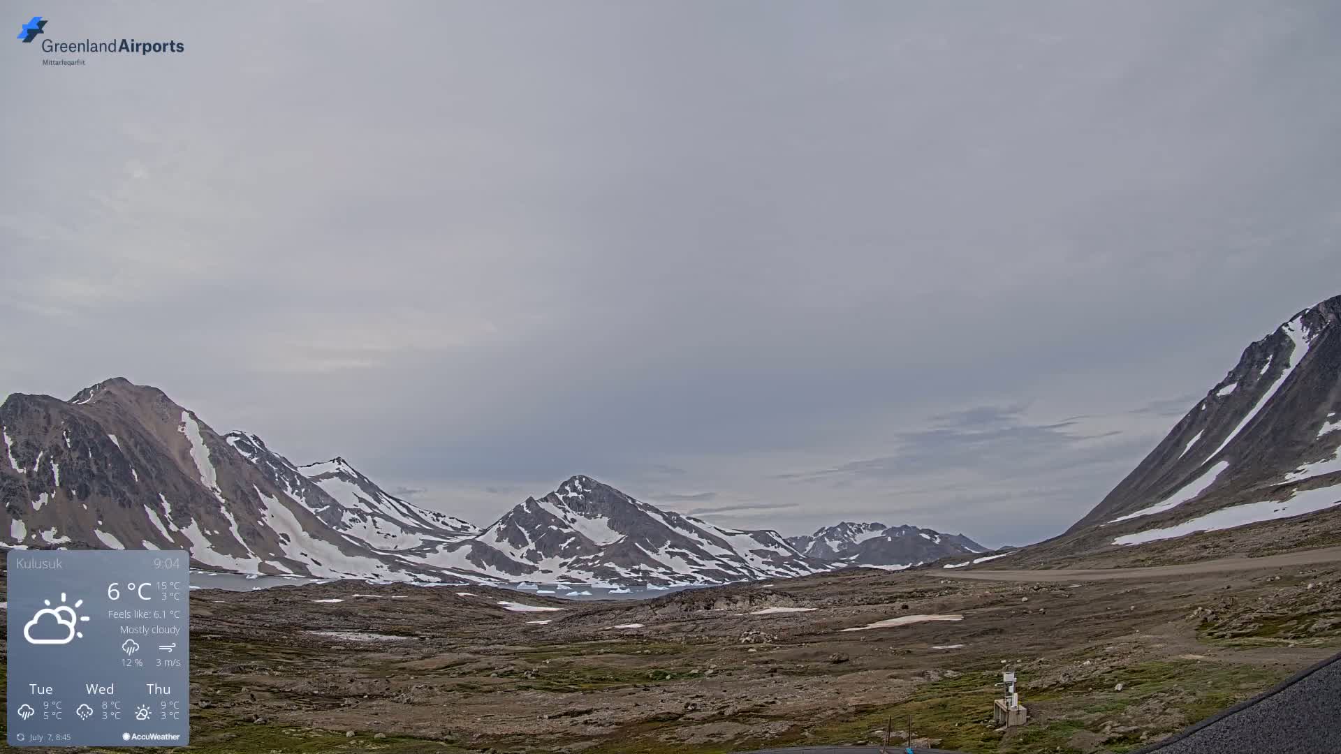 Kulusuk Airport East Towards View Live Cam  KUS / BGKK- Kulusuk, Sermersooq, Greenland, Denmark