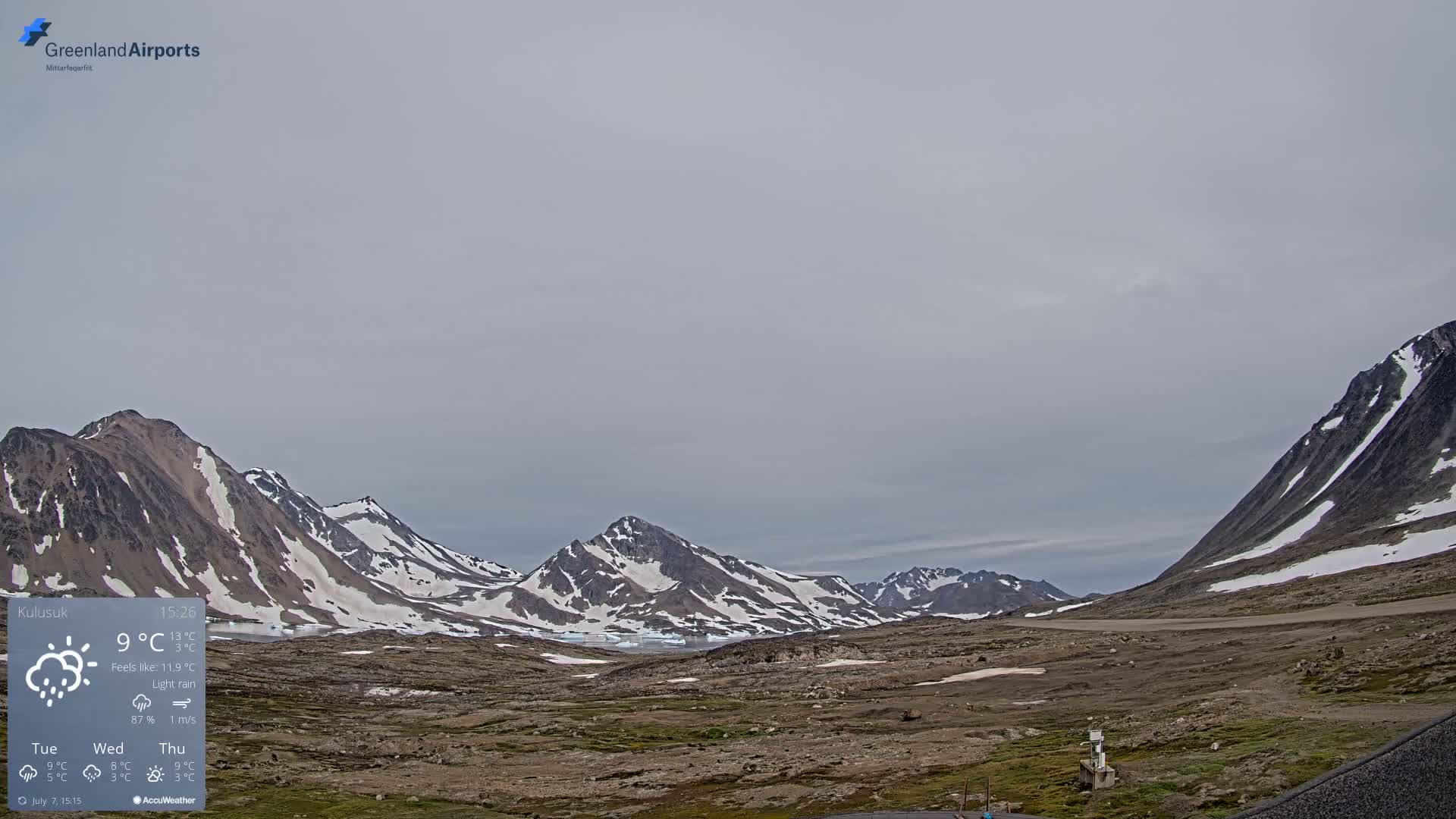 Kulusuk Airport East Towards View Live Cam  KUS / BGKK- Kulusuk, Sermersooq, Greenland, Denmark