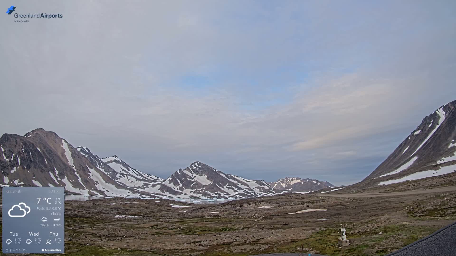 Kulusuk Airport East Towards View Live Cam  KUS / BGKK- Kulusuk, Sermersooq, Greenland, Denmark