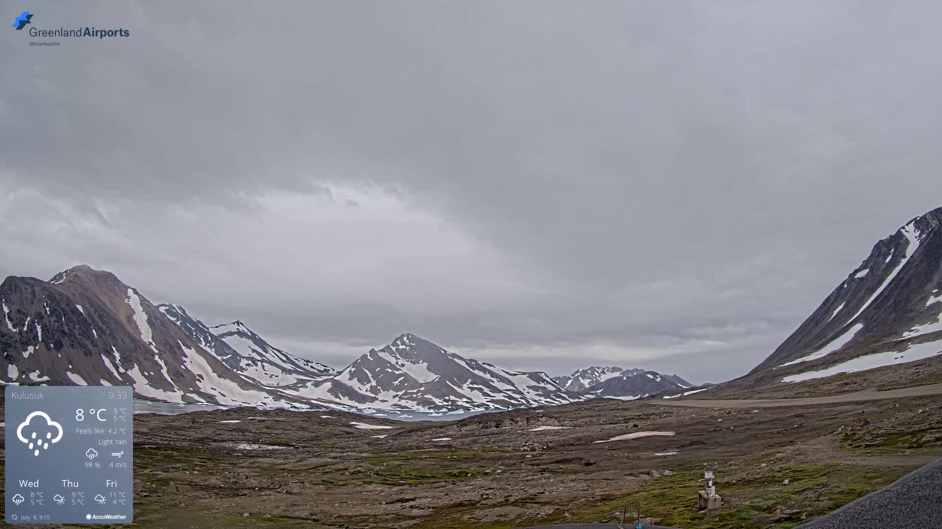 Kulusuk Airport East Towards View Live Cam  KUS / BGKK- Kulusuk, Sermersooq, Greenland, Denmark