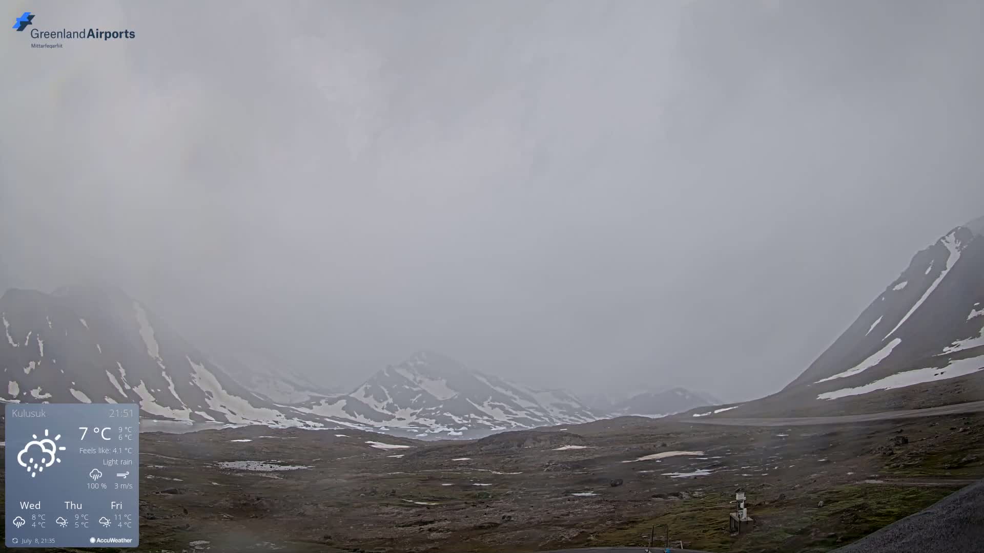 Kulusuk Airport East Towards View Live Cam  KUS / BGKK- Kulusuk, Sermersooq, Greenland, Denmark