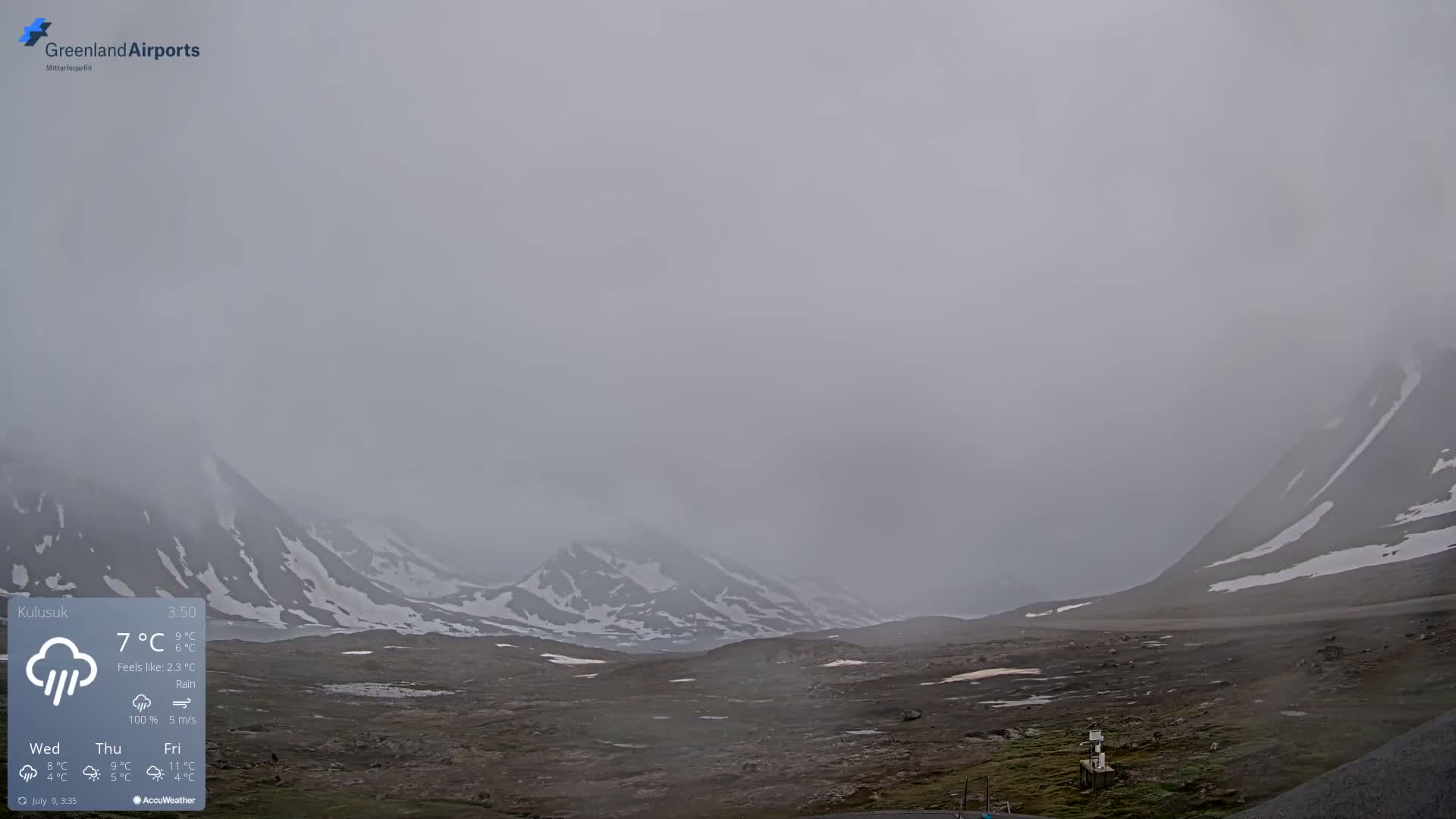 Kulusuk Airport East Towards View Live Cam  KUS / BGKK- Kulusuk, Sermersooq, Greenland, Denmark