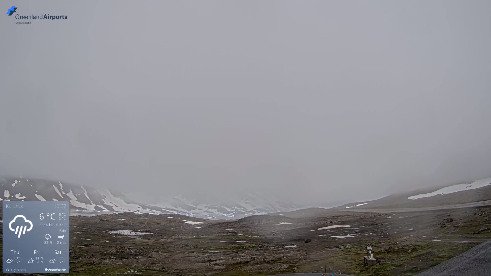 Kulusuk Airport East Towards View Live Cam  KUS / BGKK- Kulusuk, Sermersooq, Greenland, Denmark