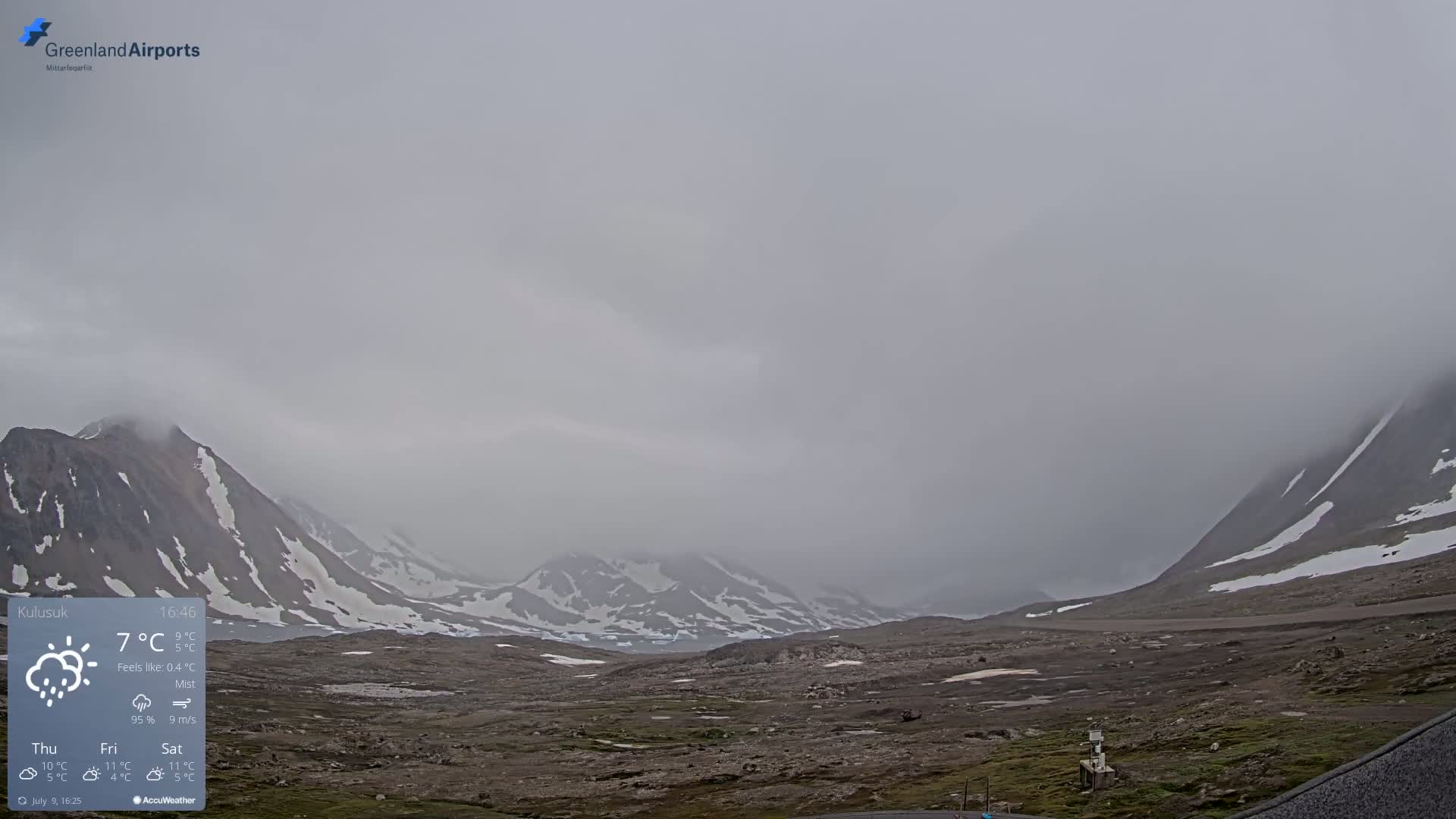 Kulusuk Airport East Towards View Live Cam  KUS / BGKK- Kulusuk, Sermersooq, Greenland, Denmark