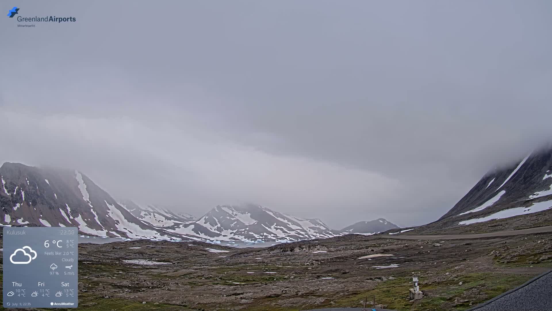 Kulusuk Airport East Towards View Live Cam  KUS / BGKK- Kulusuk, Sermersooq, Greenland, Denmark