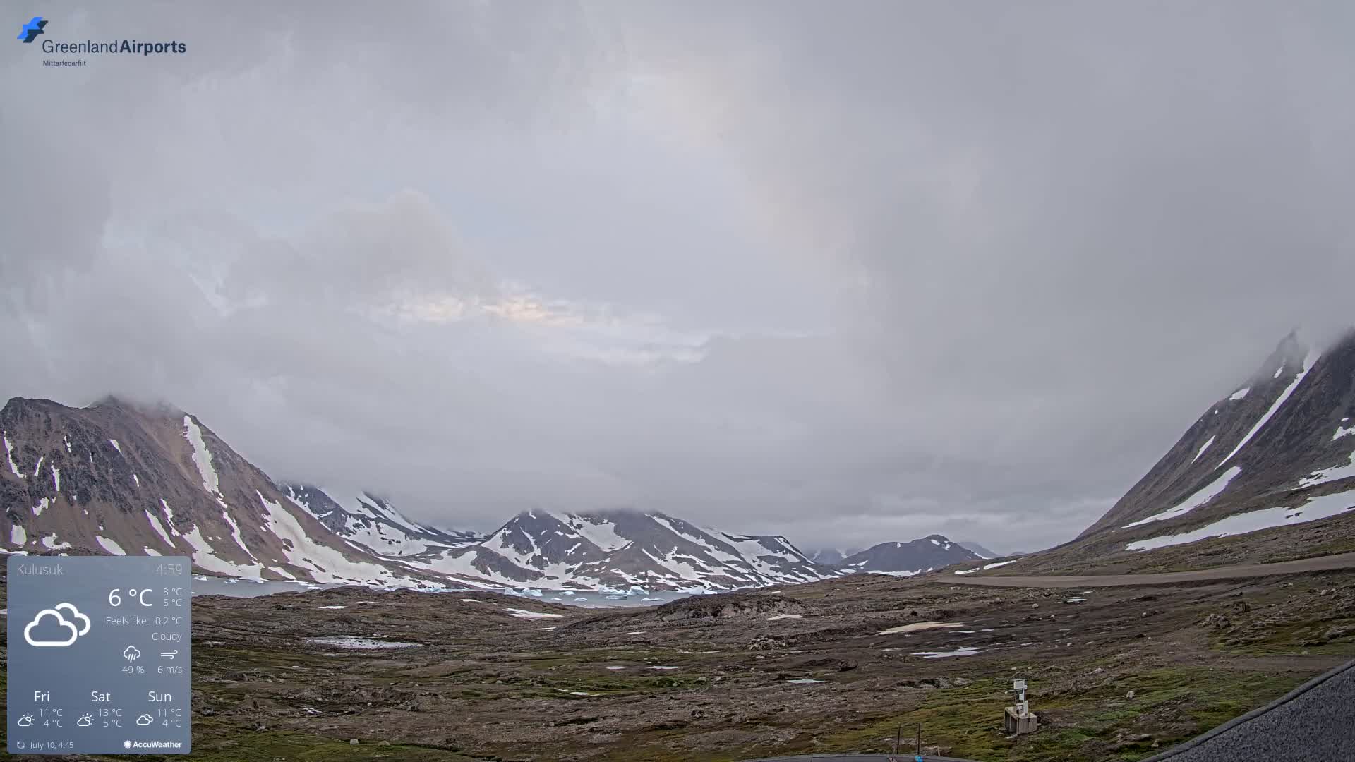 Kulusuk Airport East Towards View Live Cam  KUS / BGKK- Kulusuk, Sermersooq, Greenland, Denmark