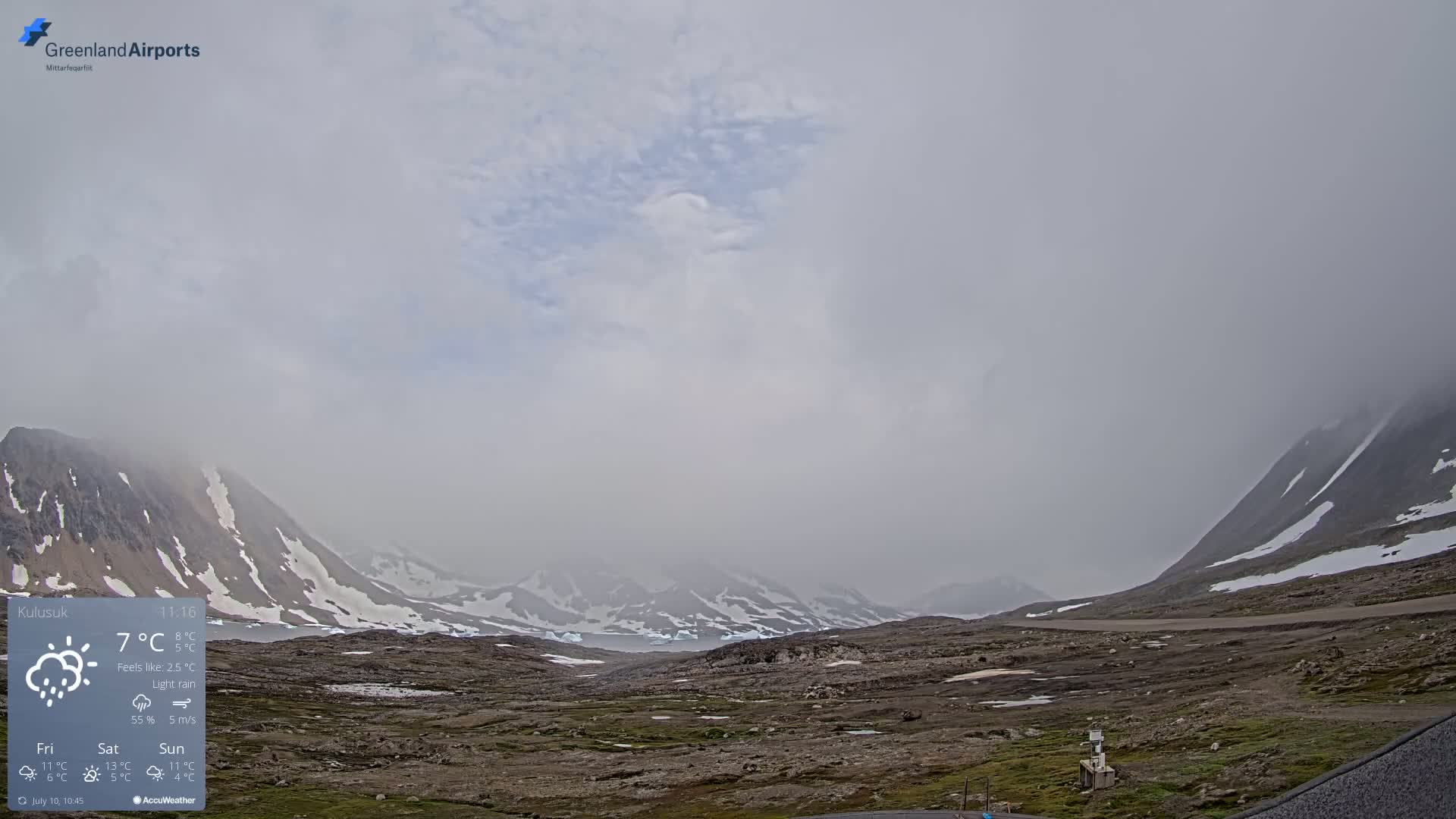 Kulusuk Airport East Towards View Live Cam  KUS / BGKK- Kulusuk, Sermersooq, Greenland, Denmark