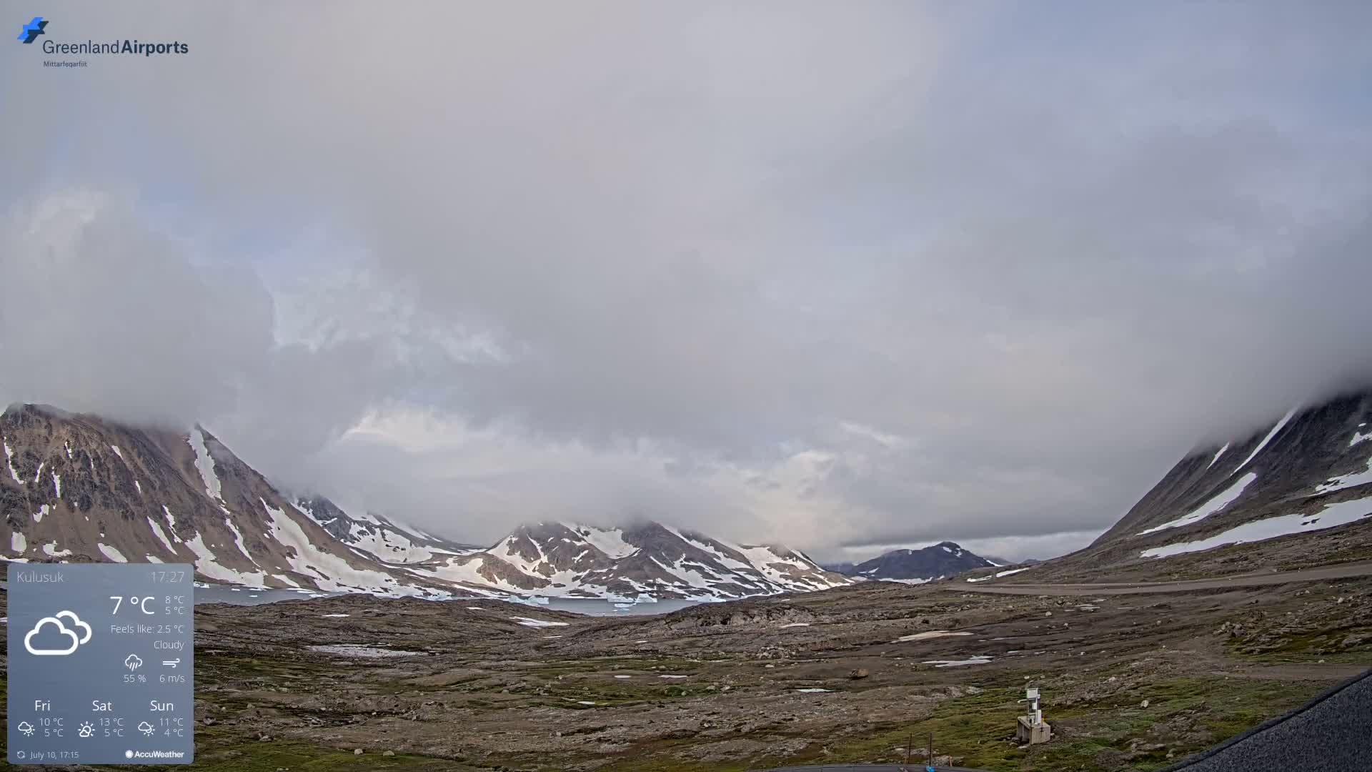Kulusuk Airport East Towards View Live Cam  KUS / BGKK- Kulusuk, Sermersooq, Greenland, Denmark