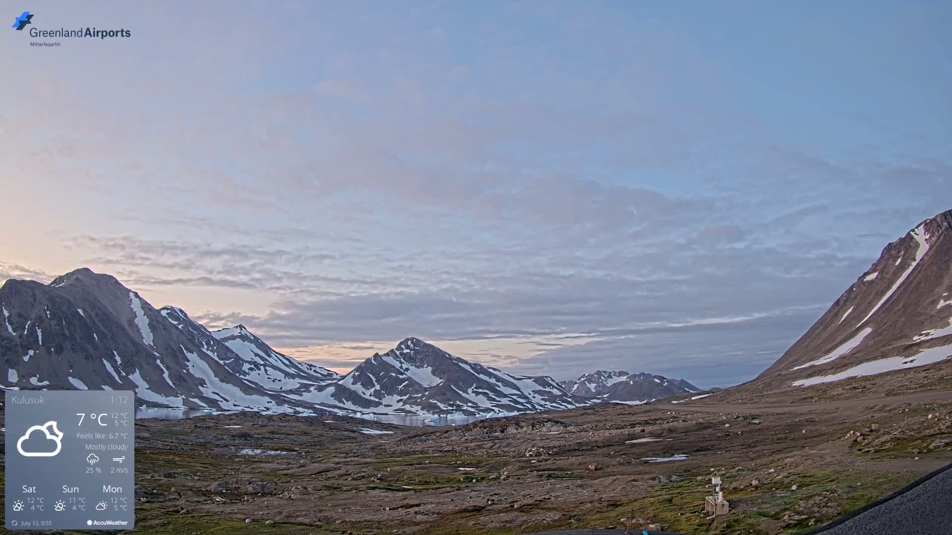 Kulusuk Airport East Towards View Live Cam  KUS / BGKK- Kulusuk, Sermersooq, Greenland, Denmark