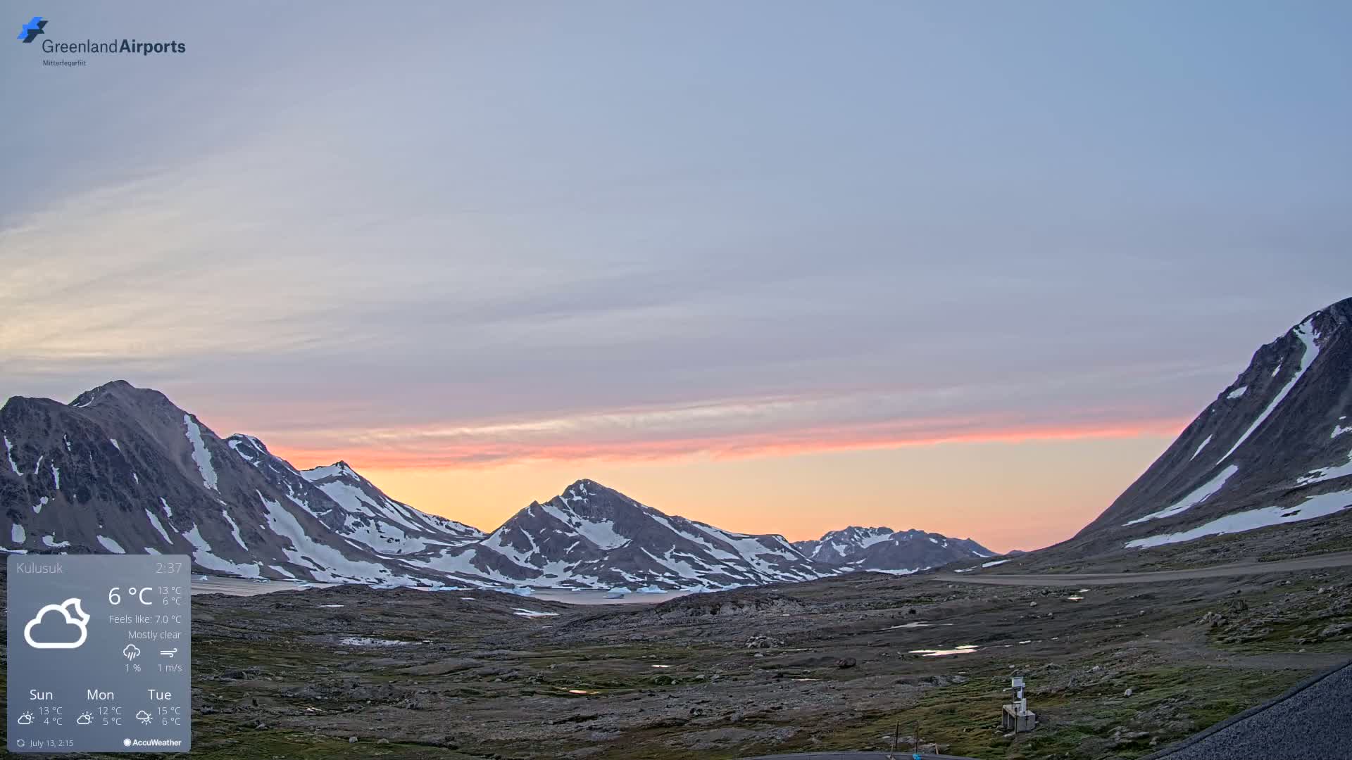 Kulusuk Airport East Towards View Live Cam  KUS / BGKK- Kulusuk, Sermersooq, Greenland, Denmark