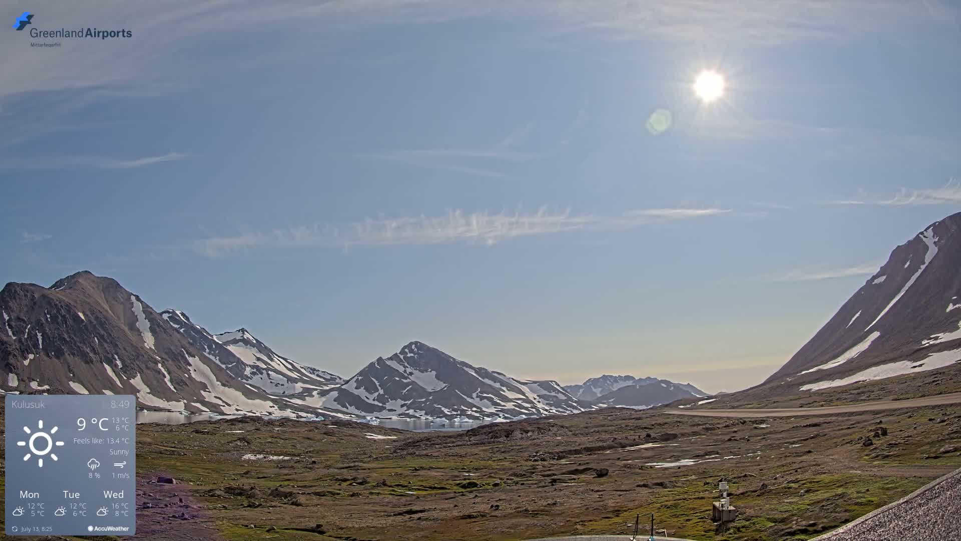 Kulusuk Airport East Towards View Live Cam  KUS / BGKK- Kulusuk, Sermersooq, Greenland, Denmark