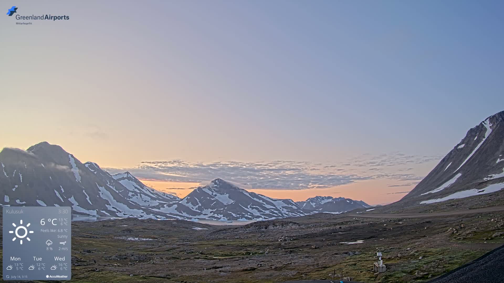 Kulusuk Airport East Towards View Live Cam  KUS / BGKK- Kulusuk, Sermersooq, Greenland, Denmark