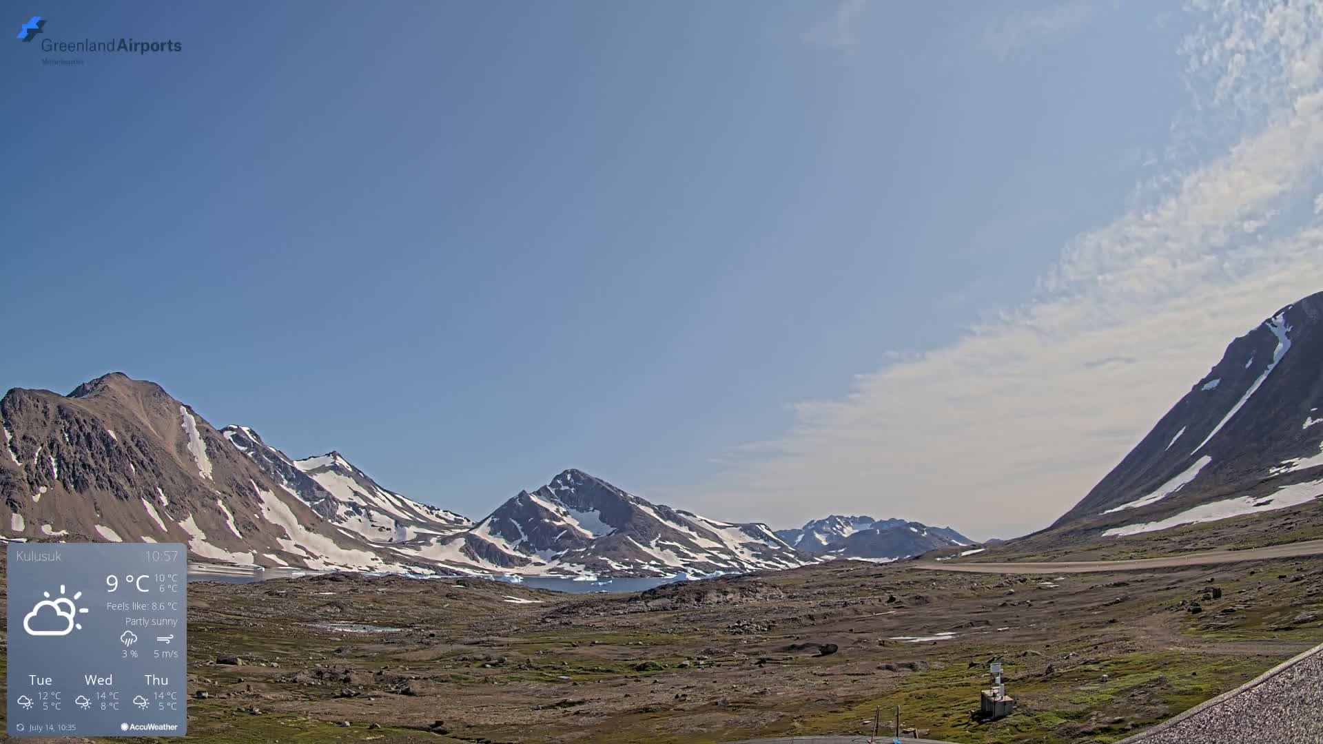 Kulusuk Airport East Towards View Live Cam  KUS / BGKK- Kulusuk, Sermersooq, Greenland, Denmark