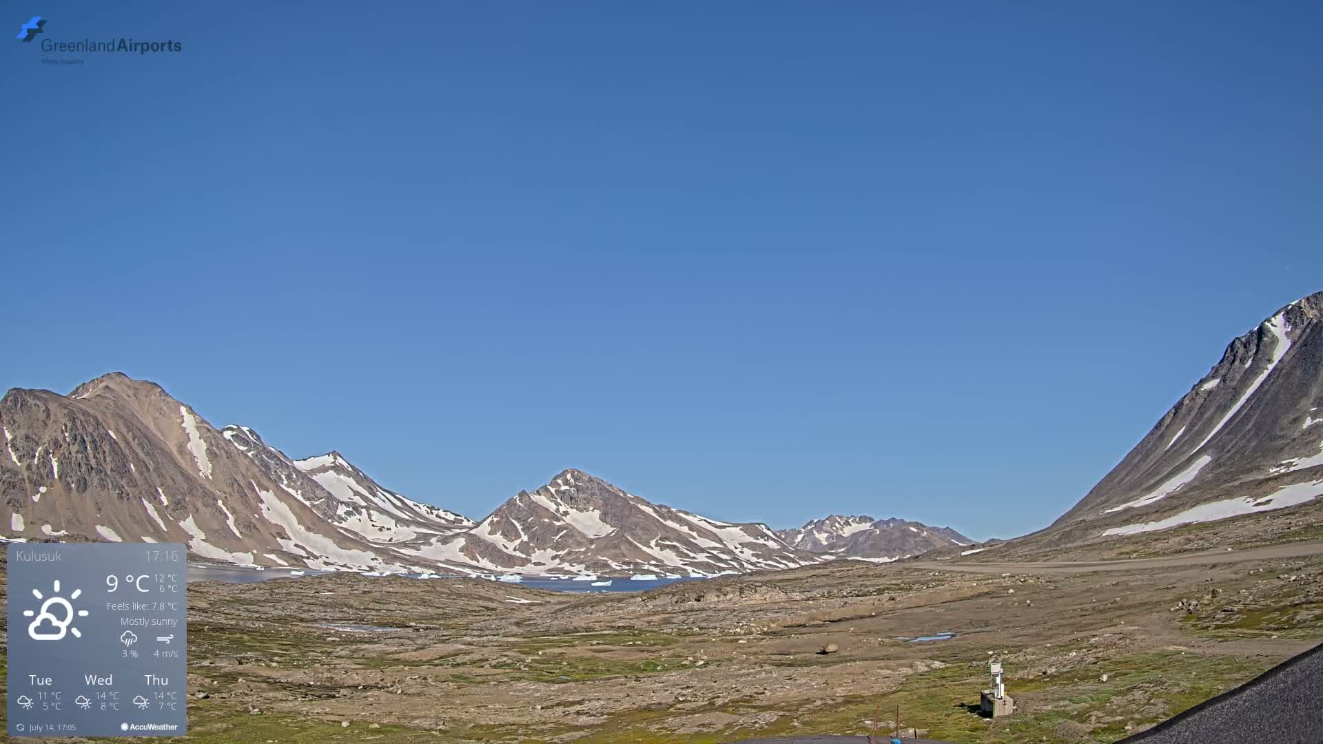 Kulusuk Airport East Towards View Live Cam  KUS / BGKK- Kulusuk, Sermersooq, Greenland, Denmark