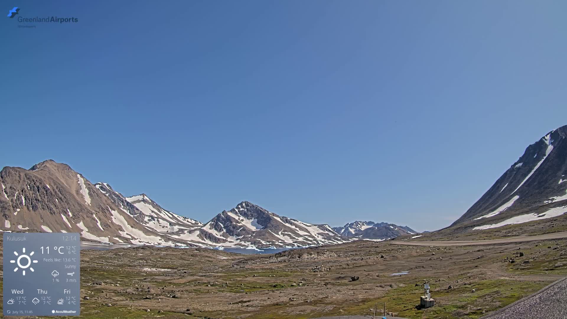 Kulusuk Airport East Towards View Live Cam  KUS / BGKK- Kulusuk, Sermersooq, Greenland, Denmark