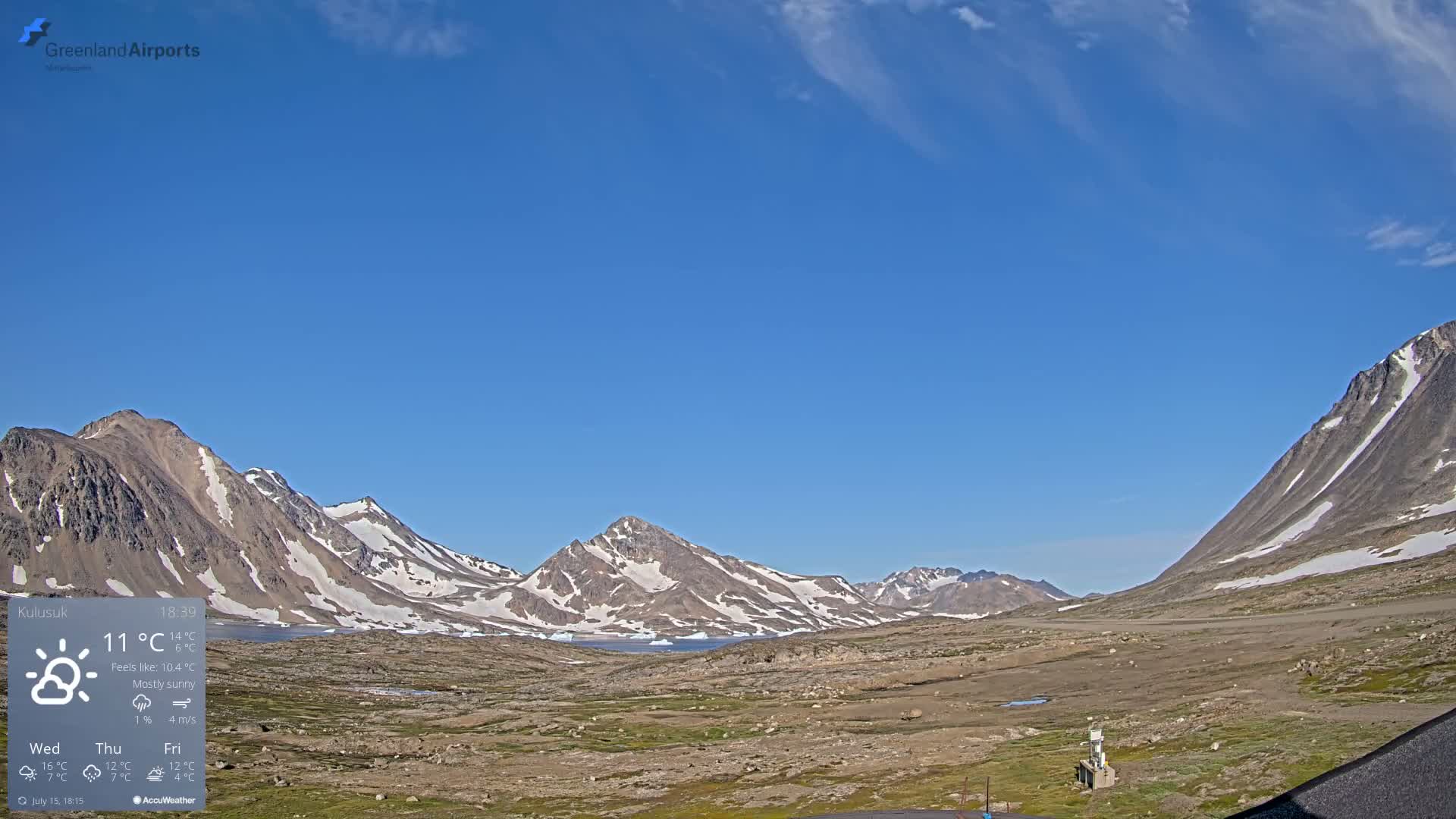Kulusuk Airport East Towards View Live Cam  KUS / BGKK- Kulusuk, Sermersooq, Greenland, Denmark