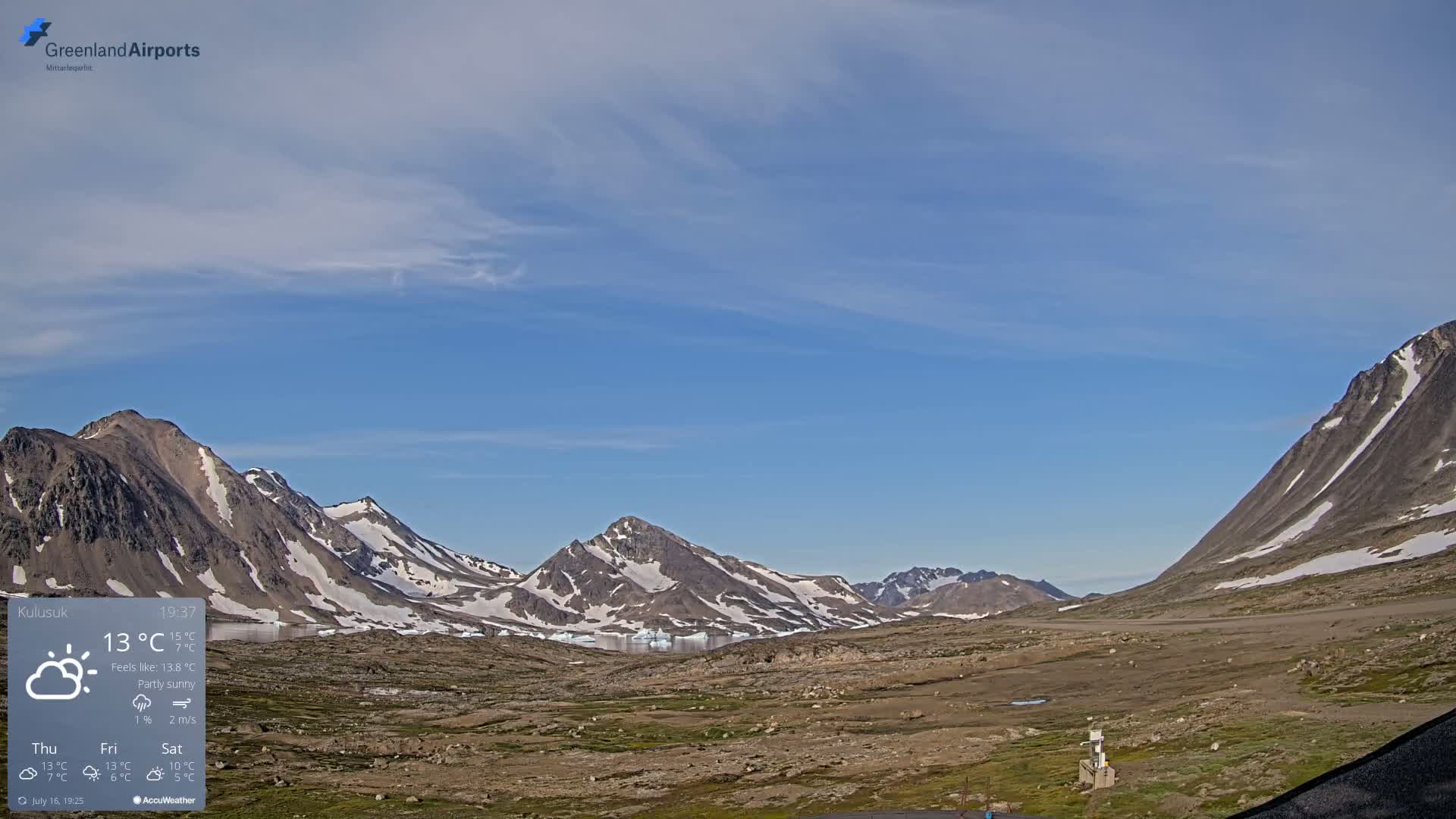 Kulusuk Airport East Towards View Live Cam  KUS / BGKK- Kulusuk, Sermersooq, Greenland, Denmark