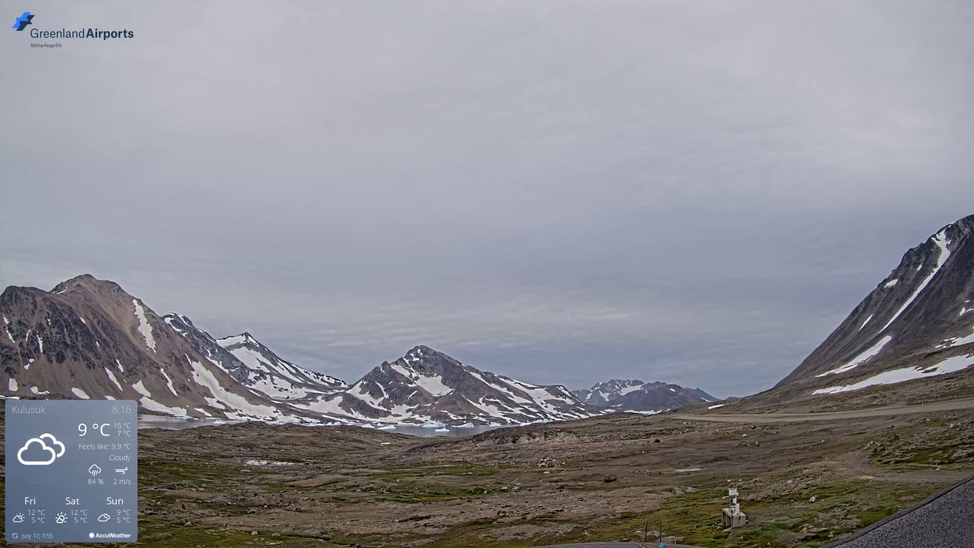 Kulusuk Airport East Towards View Live Cam  KUS / BGKK- Kulusuk, Sermersooq, Greenland, Denmark