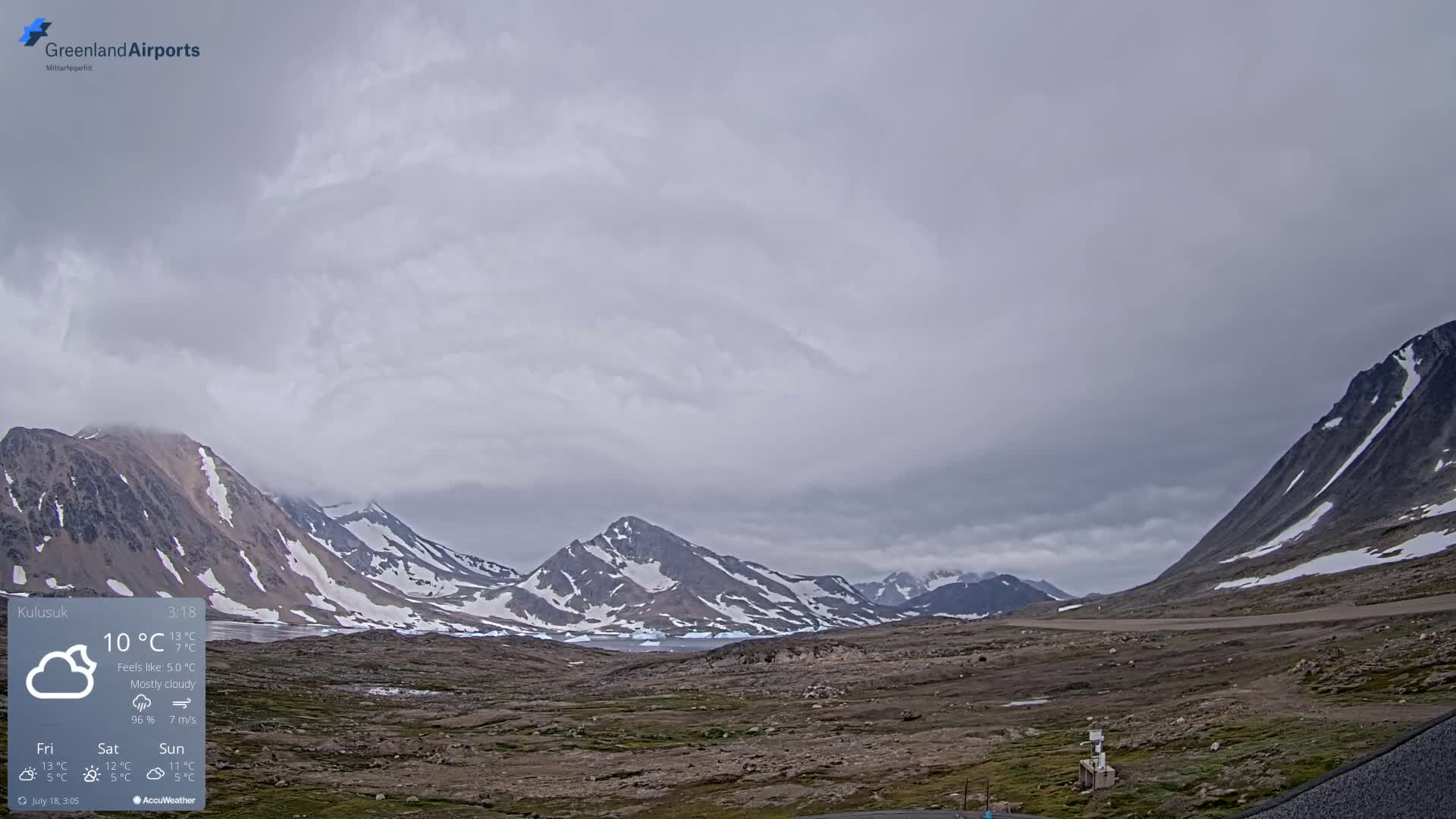 Kulusuk Airport East Towards View Live Cam  KUS / BGKK- Kulusuk, Sermersooq, Greenland, Denmark